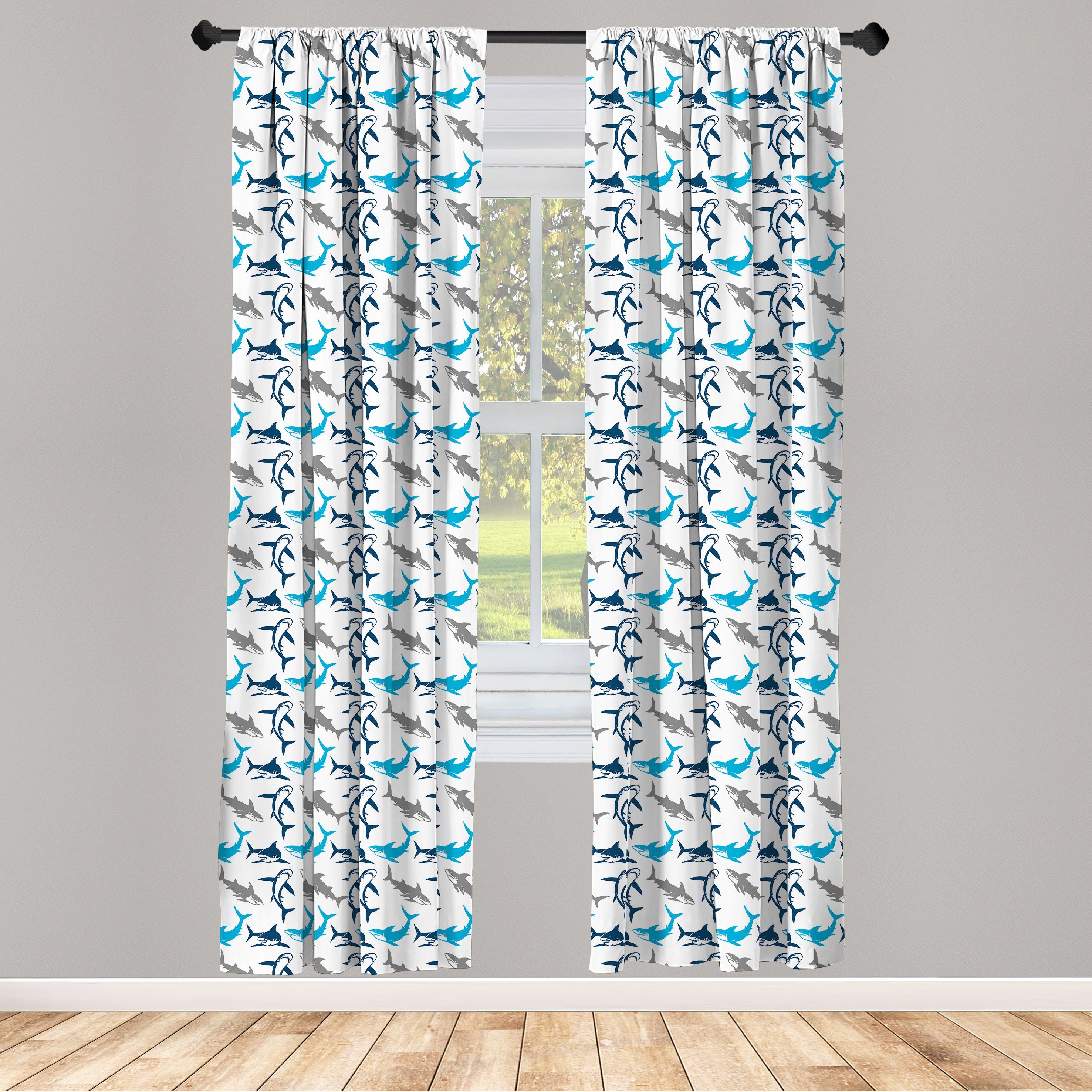 Gardine Vorhang für Wohnzimmer Schlafzimmer Dekor, Abakuhaus, Microfaser, Hai Gefährliche Tiefsee