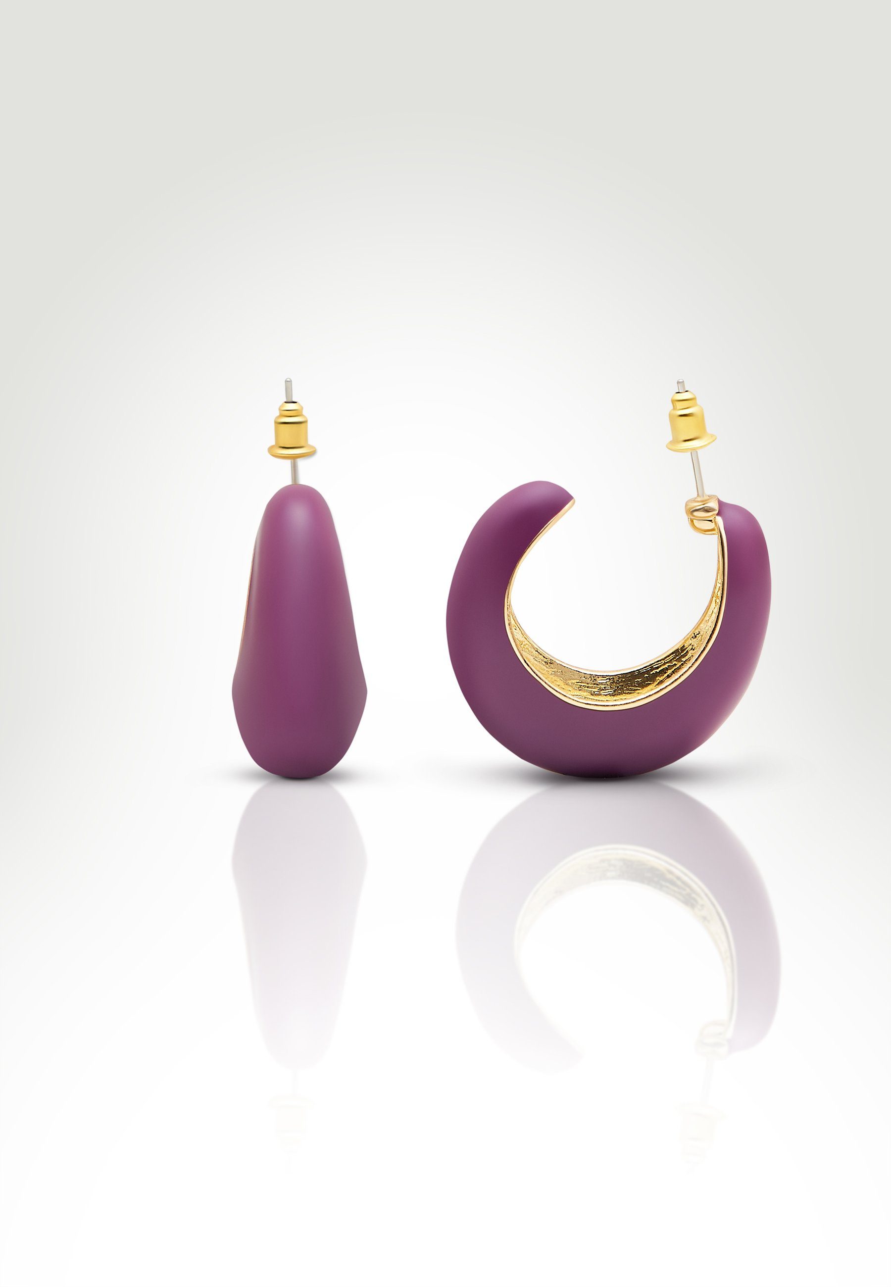 Tokyo Jane Ohrring-Set Charlotte, bauchig Thick Hoops Purple