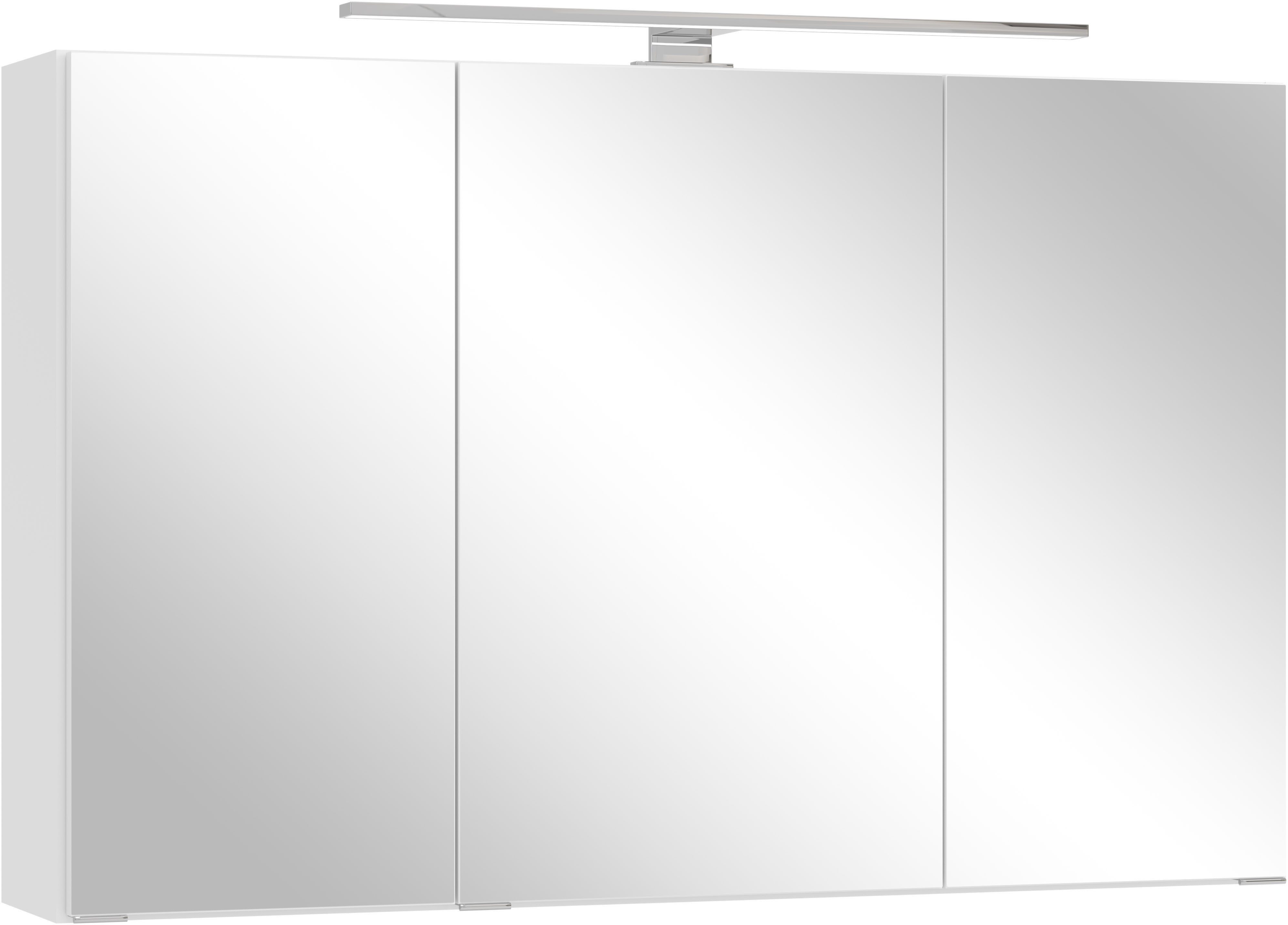 OTTO home Spiegelschrank BOZEN, 3D-Spiegelschrank 100 cm (Badezimmerschrank, Badschrank, Stauraum, Badmöbel, Schrank) Inklusive LED-Aufbauleuchte, Steckdose und Schalter