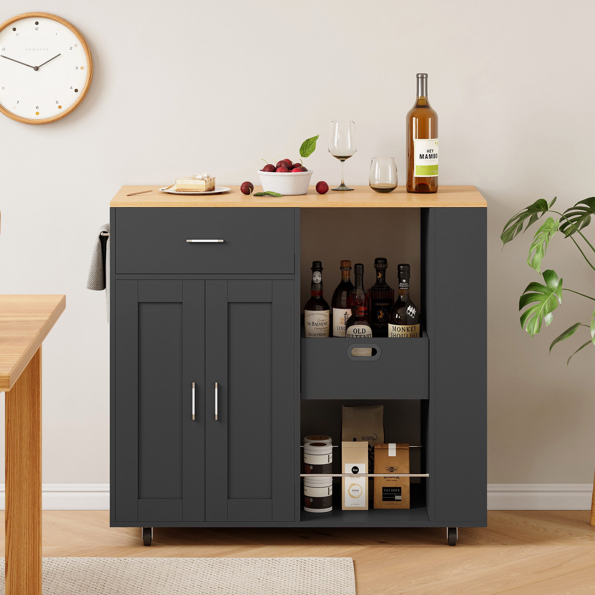 FUROKOY Kücheninsel Küchenwagen auf Rollen, Holz Bewegliche Kücheninsel, (m günstig online kaufen