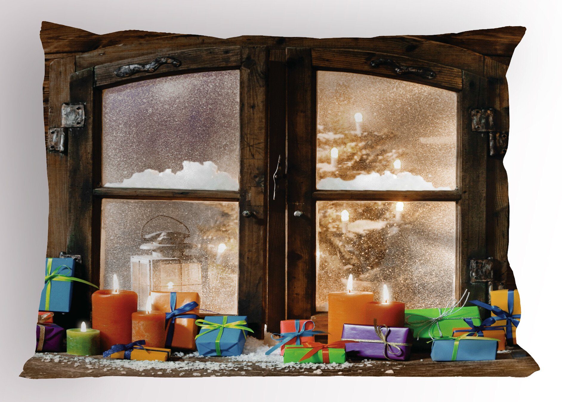 Kissenbezüge Dekorativer Standard King Size Gedruckter Kissenbezug, Abakuhaus (1 Stück), Weihnachten Schnee Wetter Rustikaler Stil