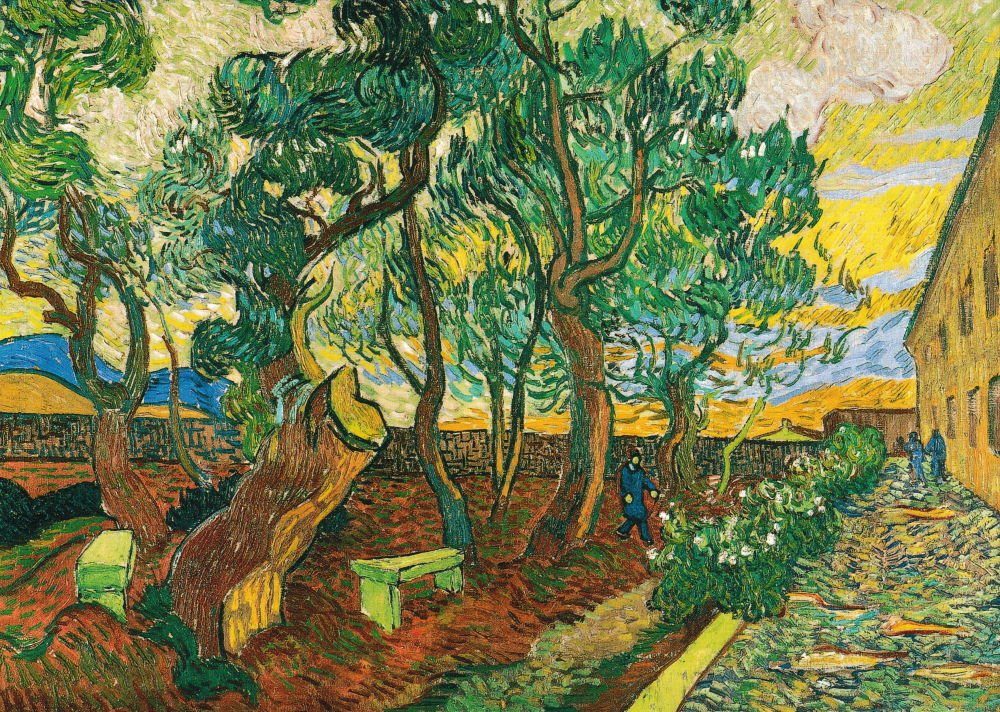Postkarte Kunstkarte Vincent van Gogh "Der Garten des Hospitals von Saint-Rémy"