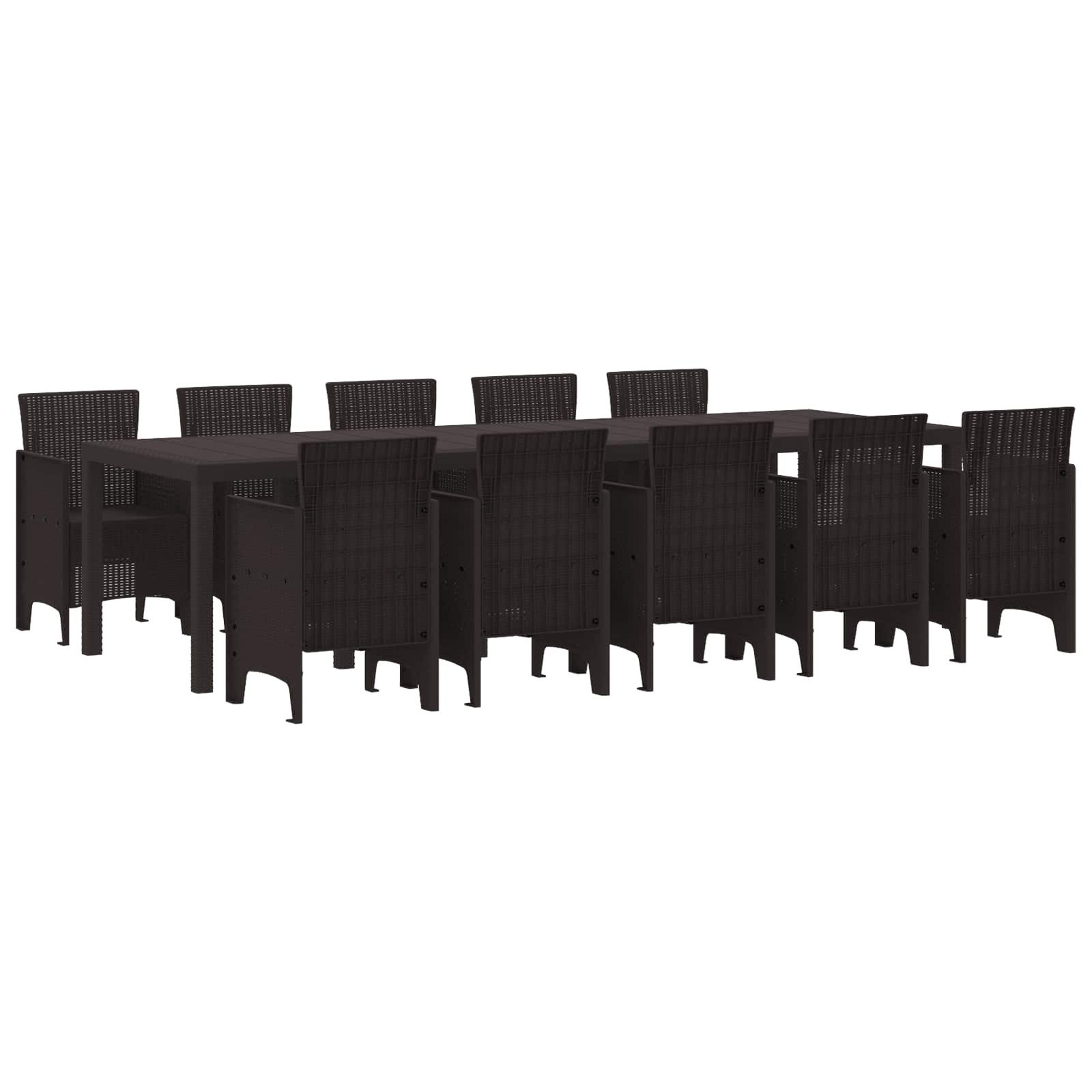 vidaXL Gartenlounge-Set Garten Essgruppe mit Kissen 11 pcs Braun Rattan, (11-tlg)