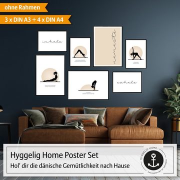 Hyggelig Home Poster Premium Poster Set - 7 Bilder Wandbilder Wohnzimmer Deko Collage, Yoga (Set, 7 St), Knickfreie Lieferung Qualitätsdruck Dickes Papier