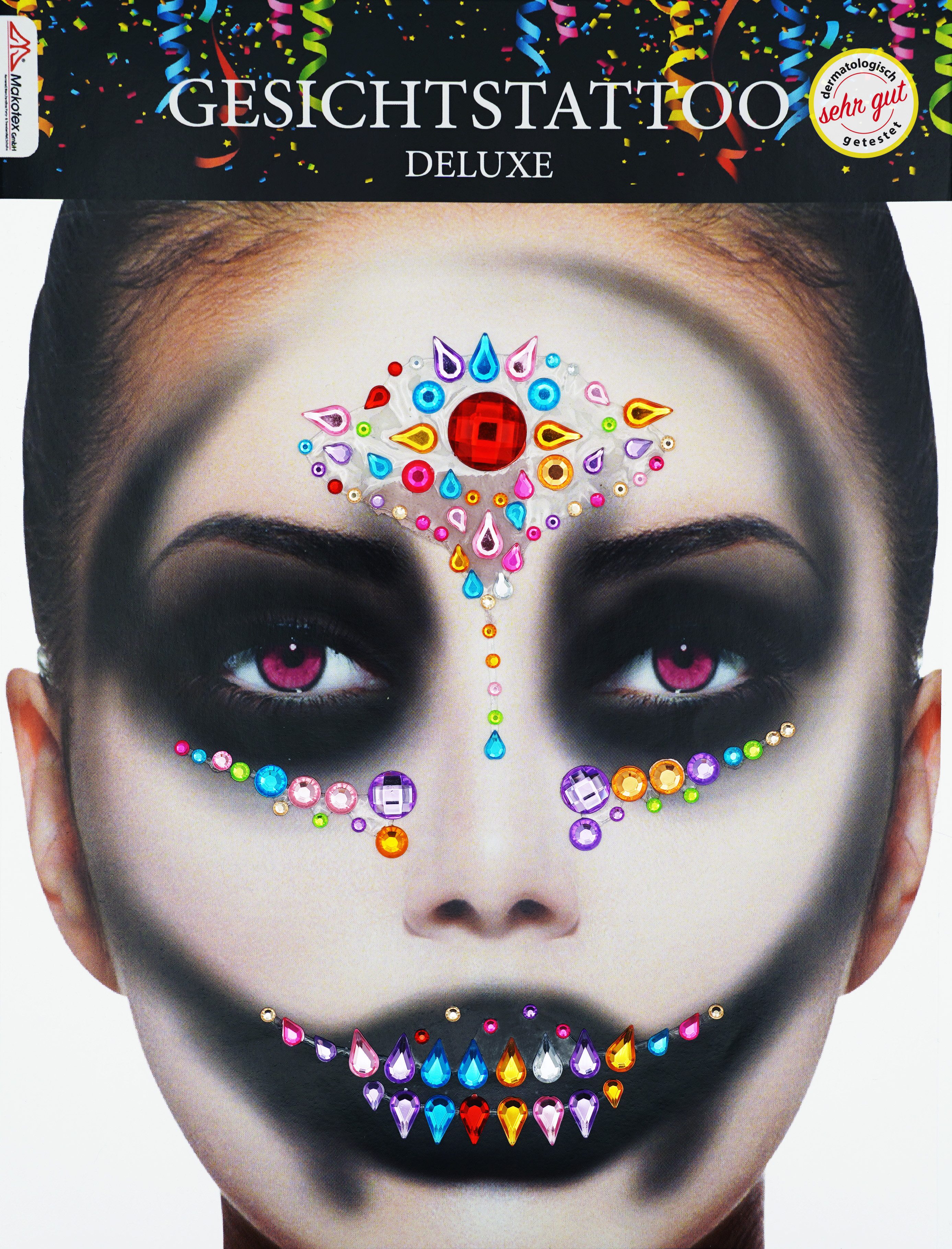 Bock-op-Kölle Strass-Tattoo Bock op Kölle Gesichts Tattoo Deluxe verschiedene Motive