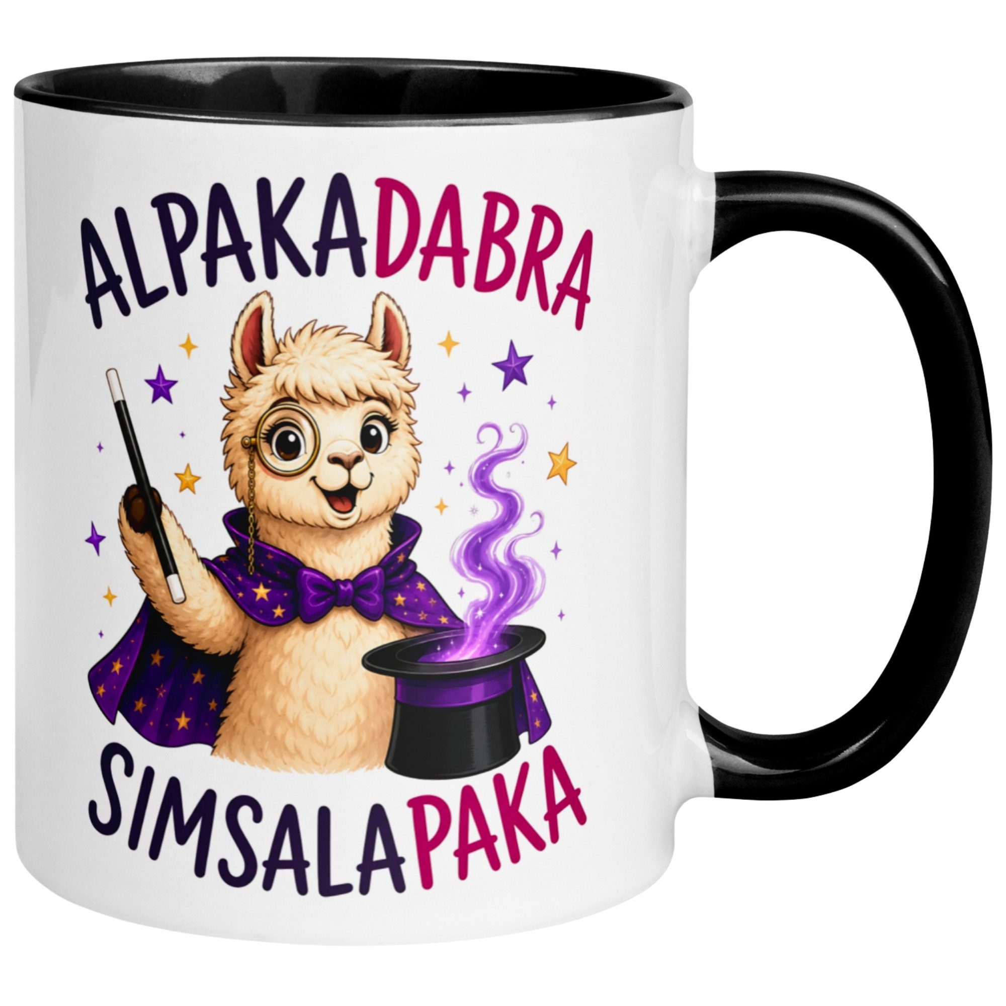 Momentals Tasse Alpaka – „Alpakadabra und Simsalapaka“ – lustiger Geschenk Becher, Gratis Versand · Links-&Rechtshänder · Spülmaschinenfest