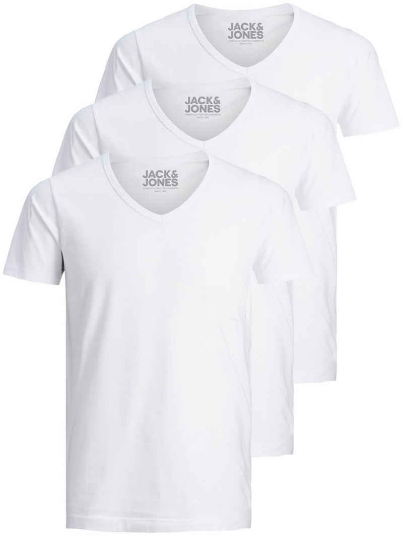 Jack & Jones T-Shirt Basic V-Neck (3-tlg., 3er Pack) etwas länger geschnitten, nicht zu kurz