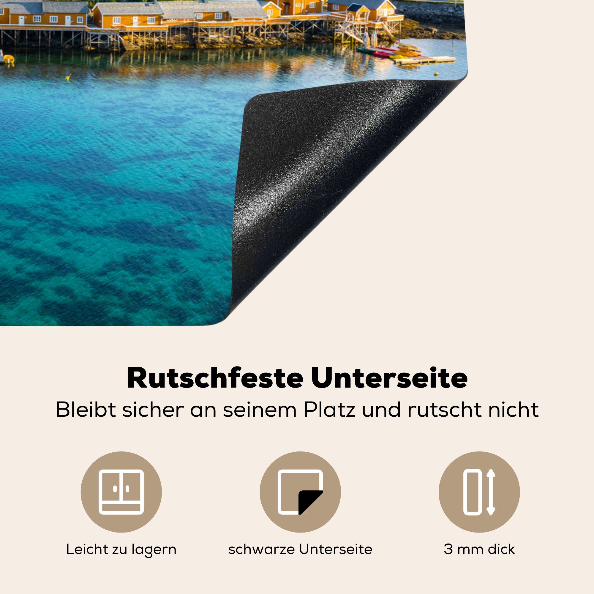 bei MuchoWow Induktionskochfeld die Schutz (1 Ceranfeldabdeckung cm, Lofoten küche, Herdblende-/Abdeckplatte Vinyl, tlg), 81x52 Tageslicht, für Norwegen,