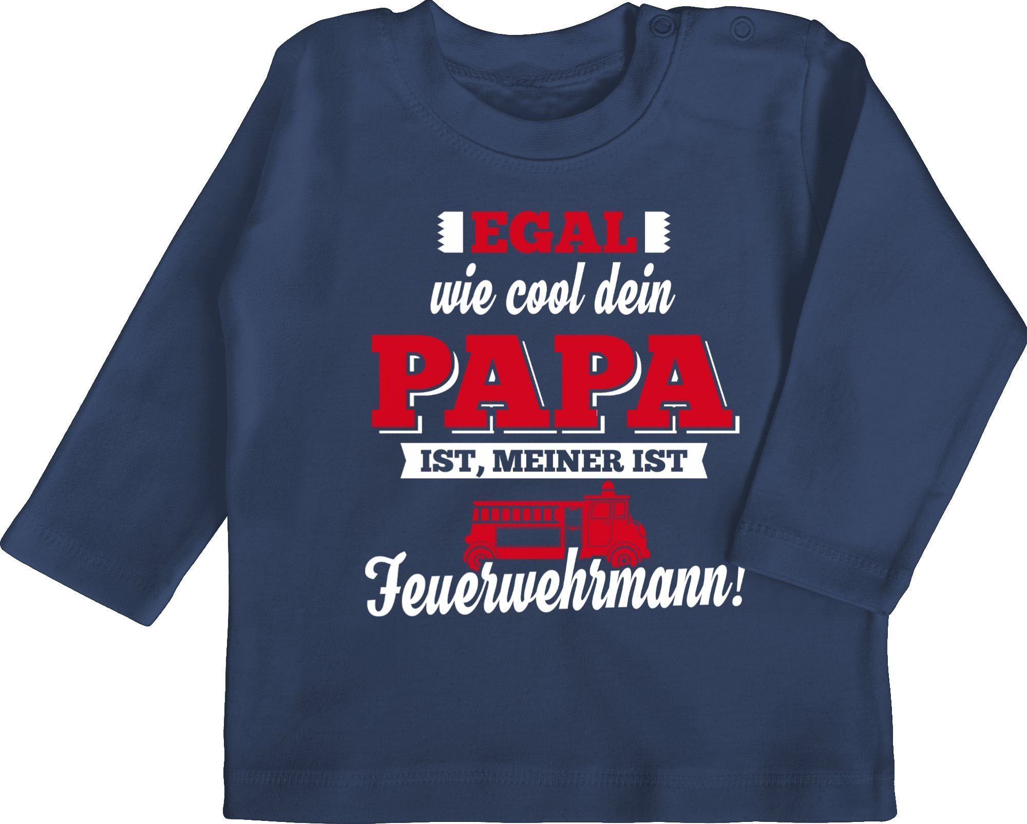 Shirtracer T-Shirt Blau 1 Papa Feuerwehrmann Baby Navy Sprüche Mein
