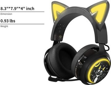 EASARS 50mm Lautsprecher für realistischen Stereosound Gaming-Headset (Hochwertige, weiche Ohrpolster und ergonomische Tragestruktur für druckfreien Langzeitkomfor, mit kawaii Katzenohren,Wechsel zwischen 9 coolen Farben durch Berühren)