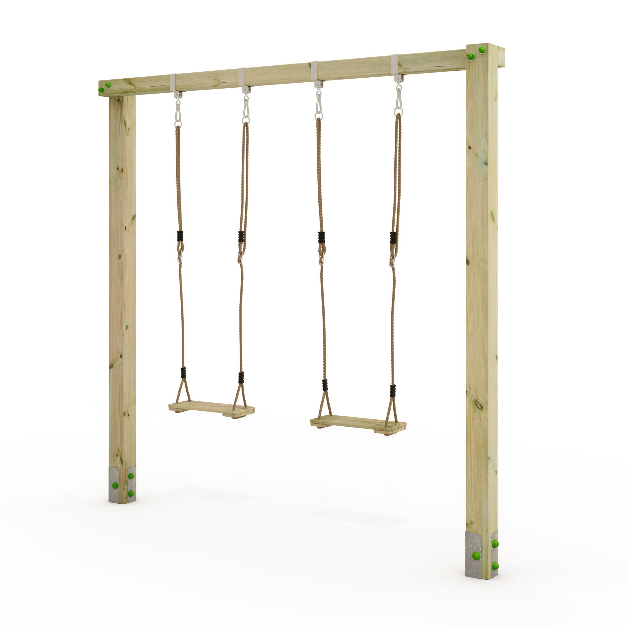 Wickey Doppelschaukel Aero Star – Robuste Holzschaukel mit 2 Schaukelsitzen, (Gartenschaukel mit Holzrahmen & höhenverstellbaren Sitzen, Familien-Schaukel für zwei Kinder - Erweiterbar mit Wickey Zubehör), Kompakte Maße & modernes Design – passt in fast j