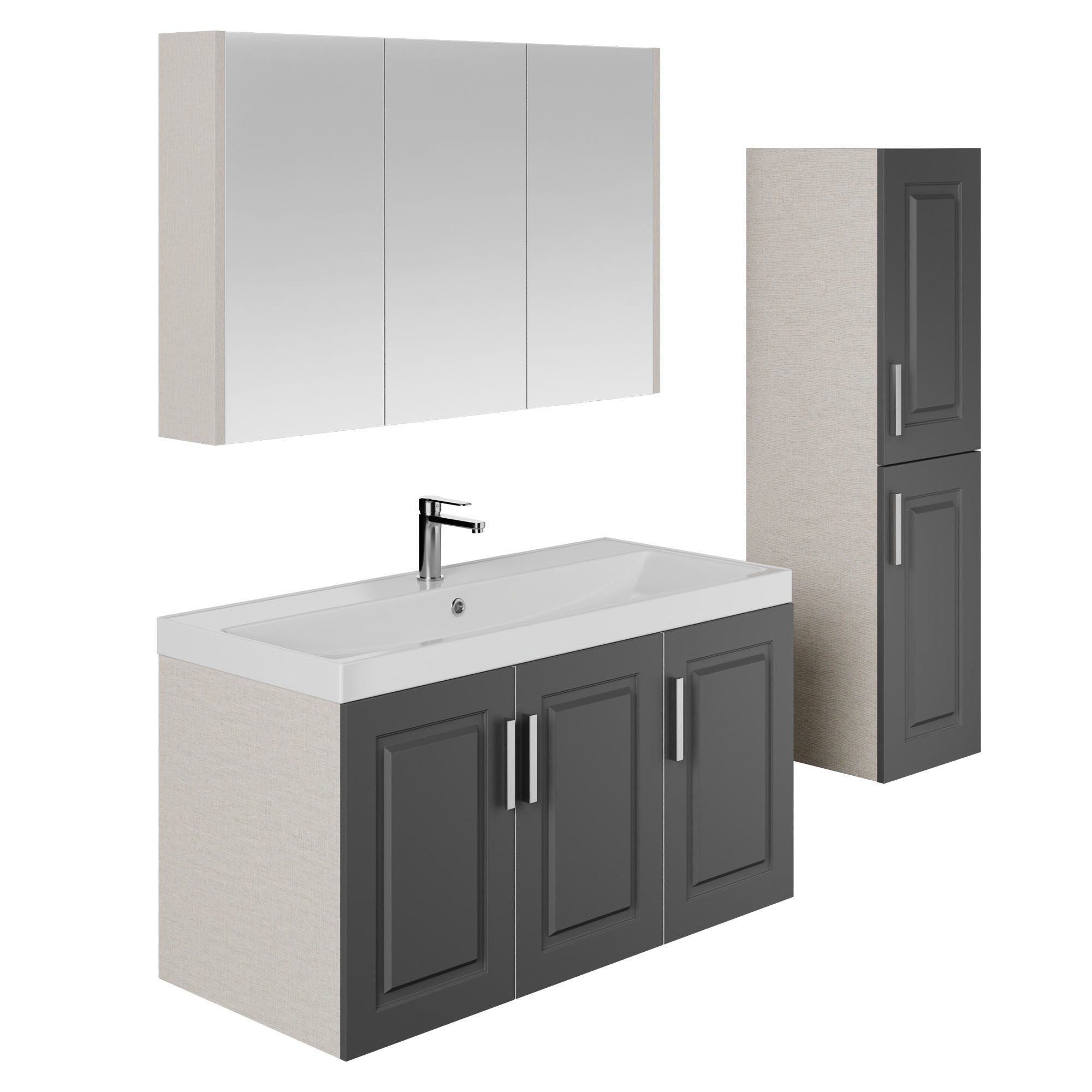Karen Badmöbel-Set Badmöbel Set Arin 100, (3-St., Unterschrank mit Türen, S günstig online kaufen