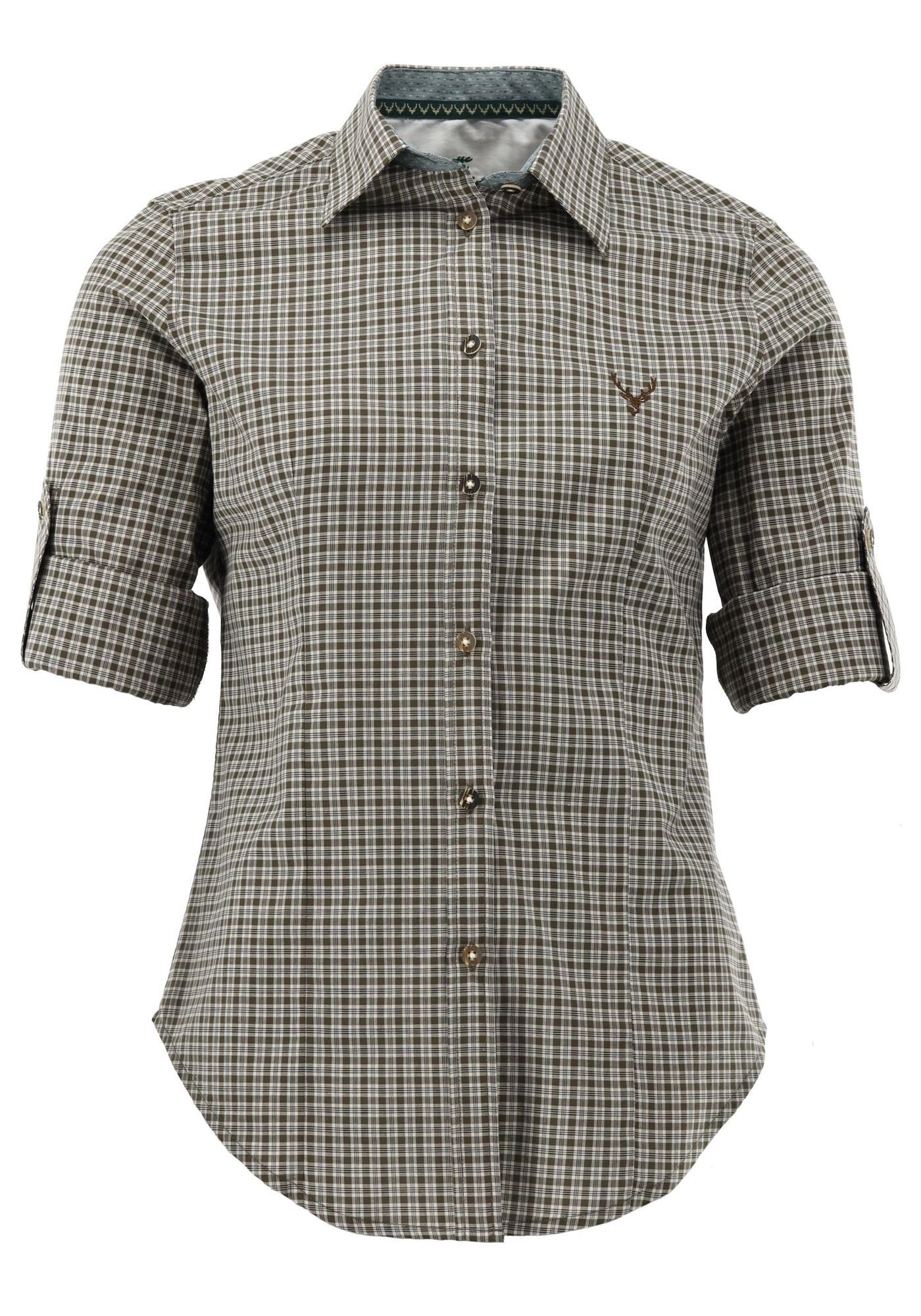 OS Trachten Trachtenbluse Prami Langarmbluse mit Hirsch-Stickerei auf der B günstig online kaufen