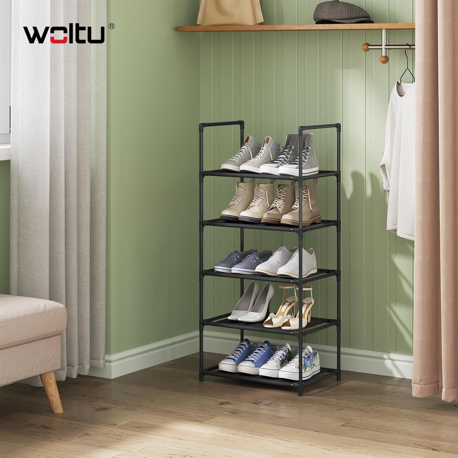 Woltu Schuhregal, 1-tlg., 5-Ebenen, kompakte und abnehmbare Regale, Metallg günstig online kaufen