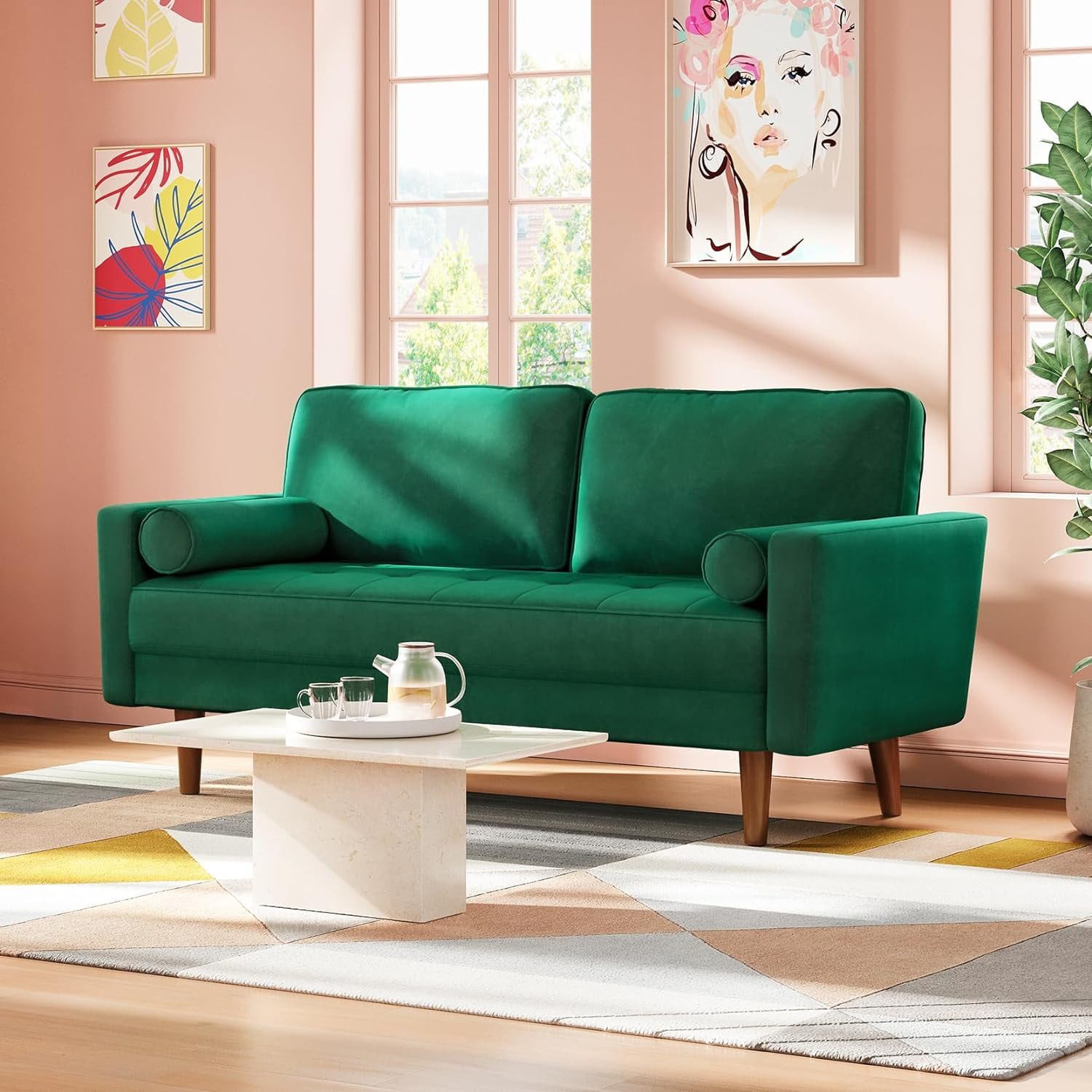 ToteBox 3-Sitzer Massivholzsofa mit Samtbezug, abnehmbarer günstig online kaufen