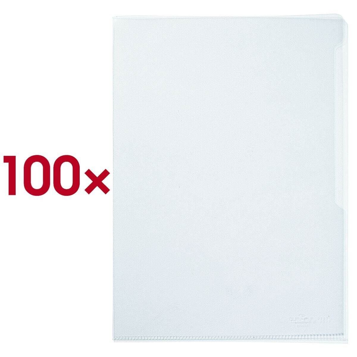DURABLE Prospekthülle 2337, 100 Stück, genarbt, Format A4, Öffnung oben/seitlich