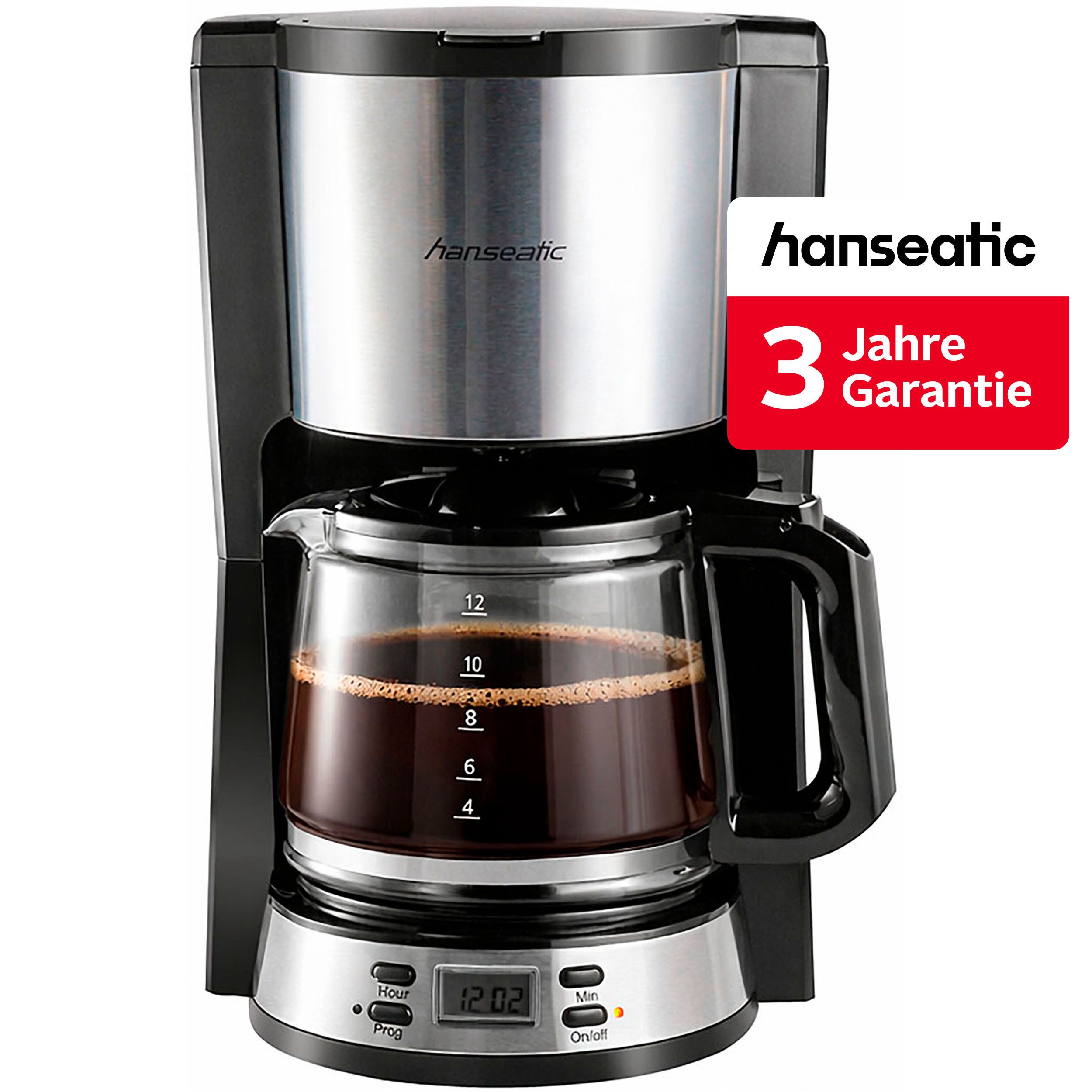 Hanseatic Filterkaffeemaschine HCMD151000SD, 1,5l Kaffeekanne, Papierfilter 1x4, inkl. 3 Jahre Herstellergarantie