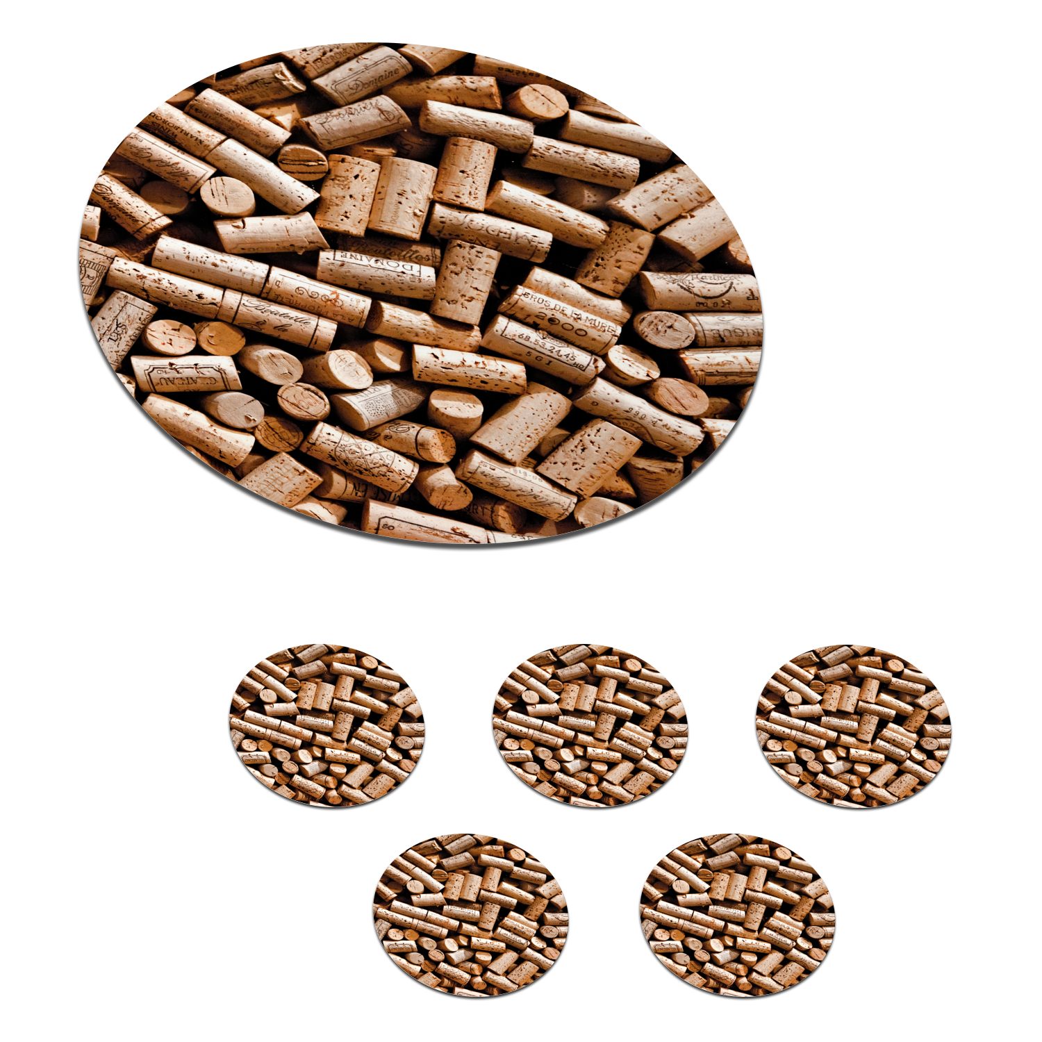 Getränkeuntersetzer, Korkenstapel, Korkuntersetzer, Chaotischer für 6-tlg., Becher Tasse, Glasuntersetzer Gläser, Tassenuntersetzer, Zubehör MuchoWow