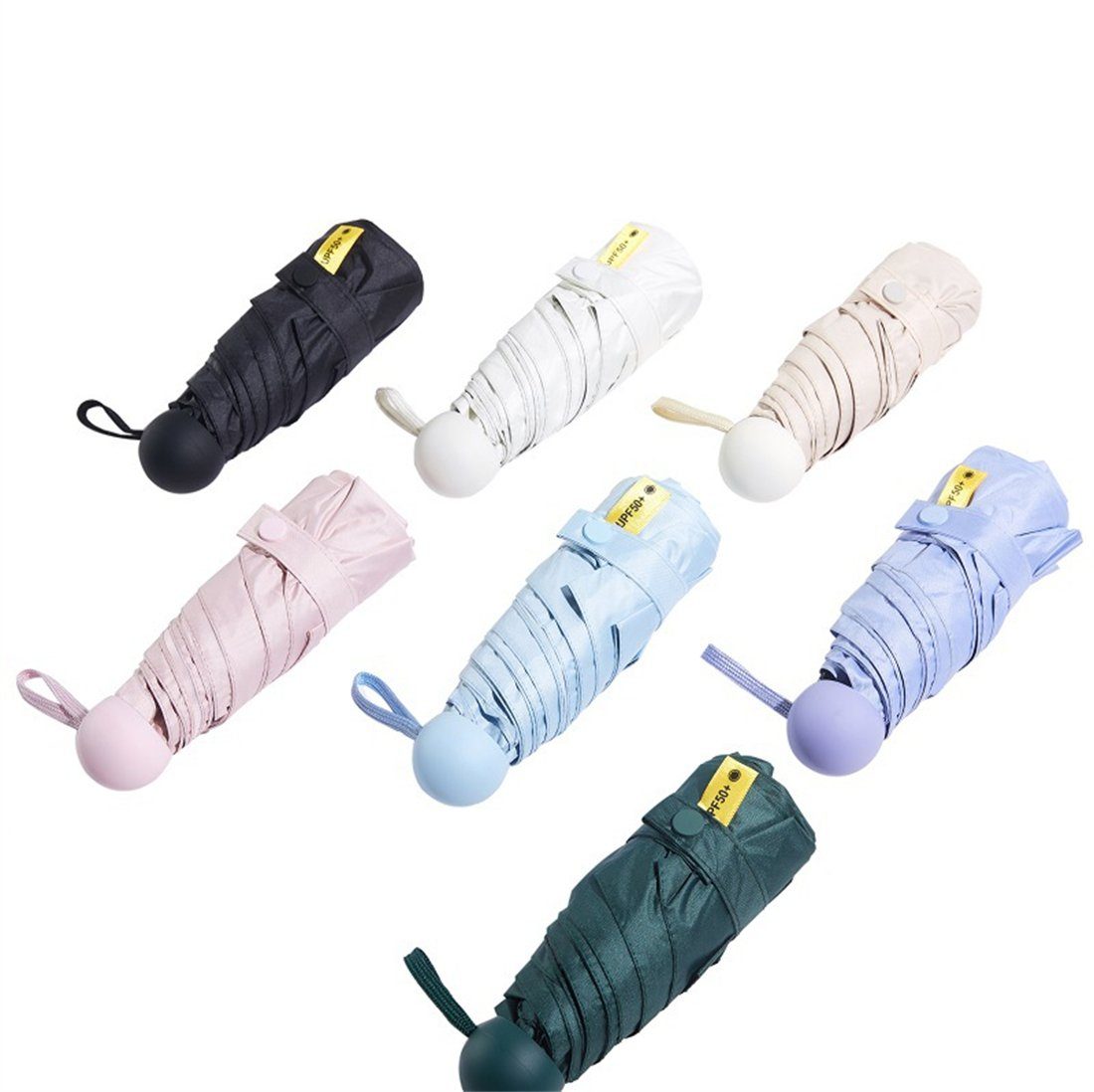 YOOdy~ Taschenregenschirm Weiß damen Mini für UV-Schutz Sonnenschutz und Regen Sonne Trübes für schützt Taschenschirme klein vor leicht winzig unterwegs Regenschirm