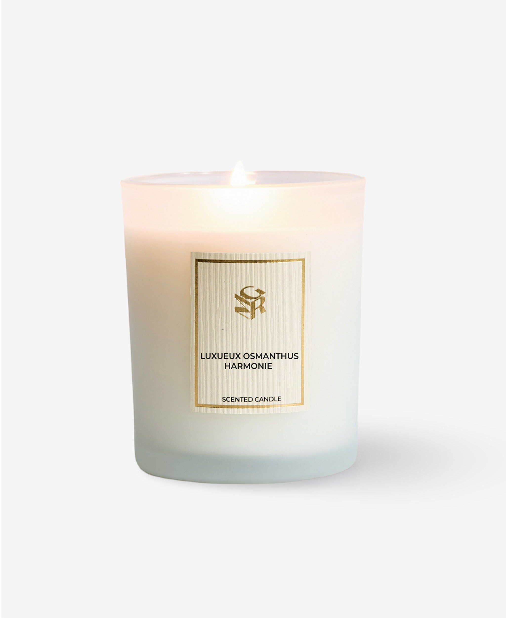 GLAMIRA Stumpenkerze Luxueux Osmanthus Harmonie (1-tlg), Luxuriöser Osmanthus Harmonie Duft, 43 Stunden Brenndauer