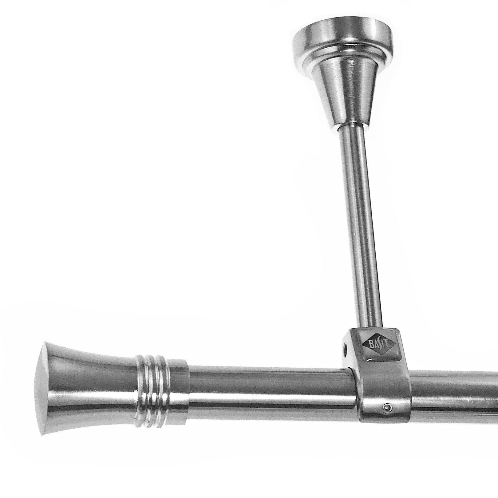 BASIT Gardinenstange Edelstahloptik 20mm mit Deckenträgern 600 cm E86, Ø 20 mm, 1-läufig, verschraubt, Metall, D51R 600 cm E86 Knauf