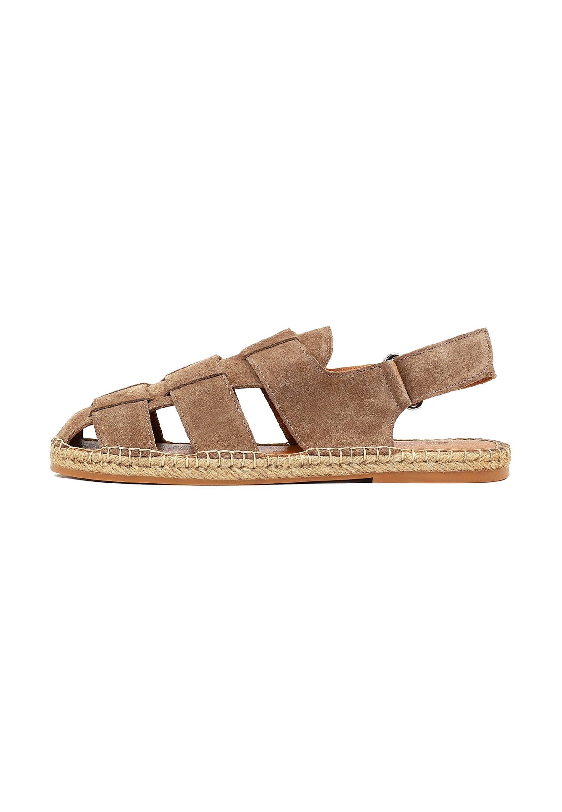 Derimod Espadrille-Sandaletten aus Veloursleder Sandale Wildleder, Lederfutter, Gummisohle, Verstellbarer Riemen