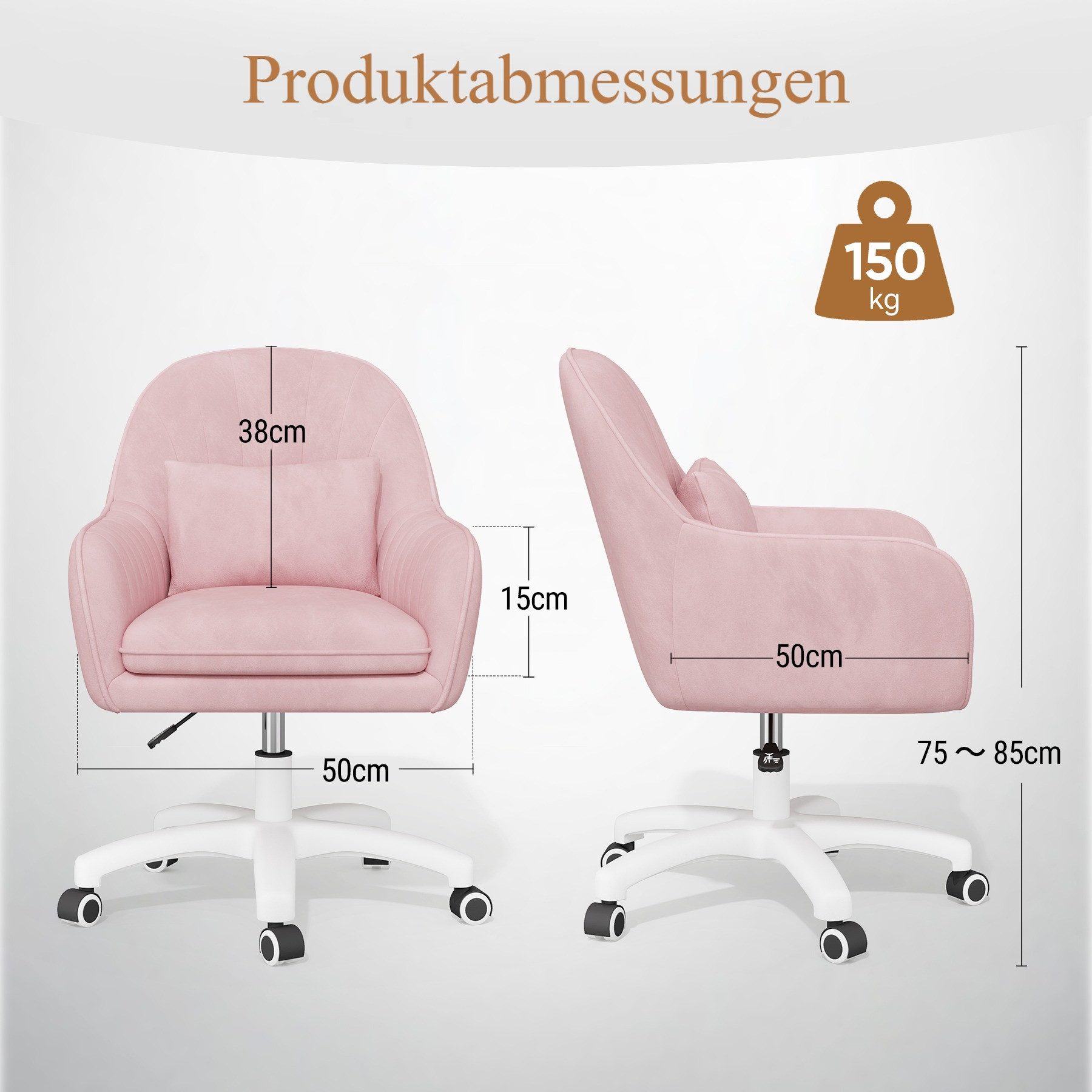 HawthyHome Bürostuhl Ergonomischer Homeoffice-Stuhl, 360° Drehbar & Höhenverstellbar (1 St), Samtbezug mit Kopfkissen, ideal für Arbeitszimmer & Schlafzimmer