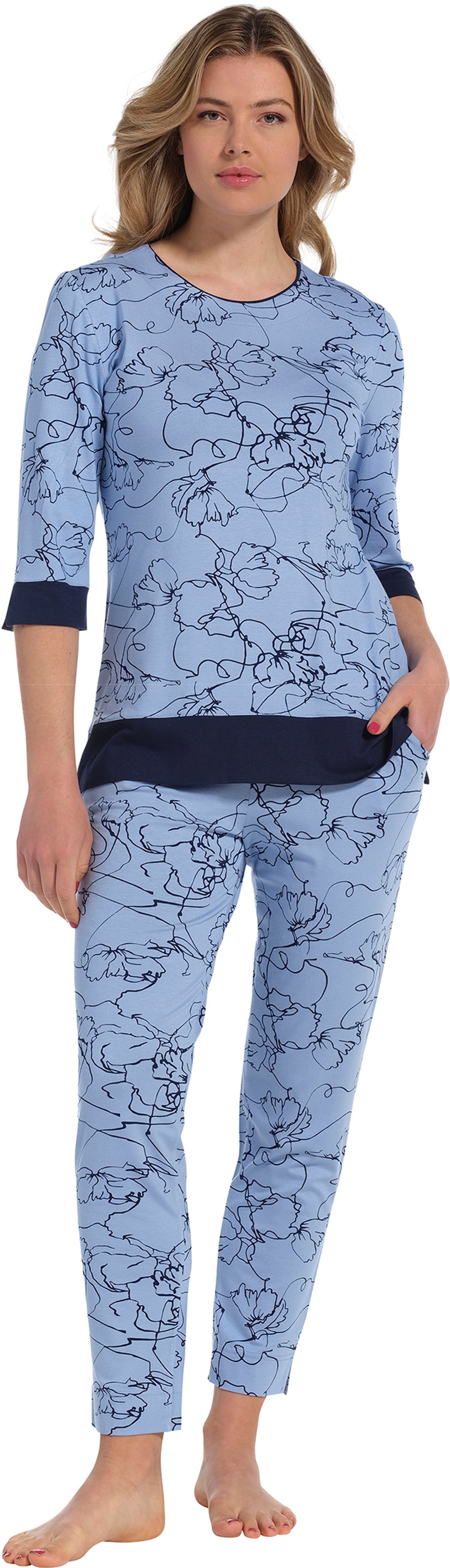 Design, Schlafanzug Qualität tlg) (2 Single Damen Pyjama Modisches Jersey Pastunette