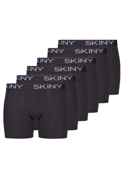Skiny Retro Boxer »6er Pack Cotton« (Spar-Set, 6-St) Long Short / Pant - Baumwolle - Ohne Eingriff - Pant mit längerem Bein, Baumwoll-Elasthan mit Stretch für Langlebigkeit, Angesetzter weicher Bund mit Logo