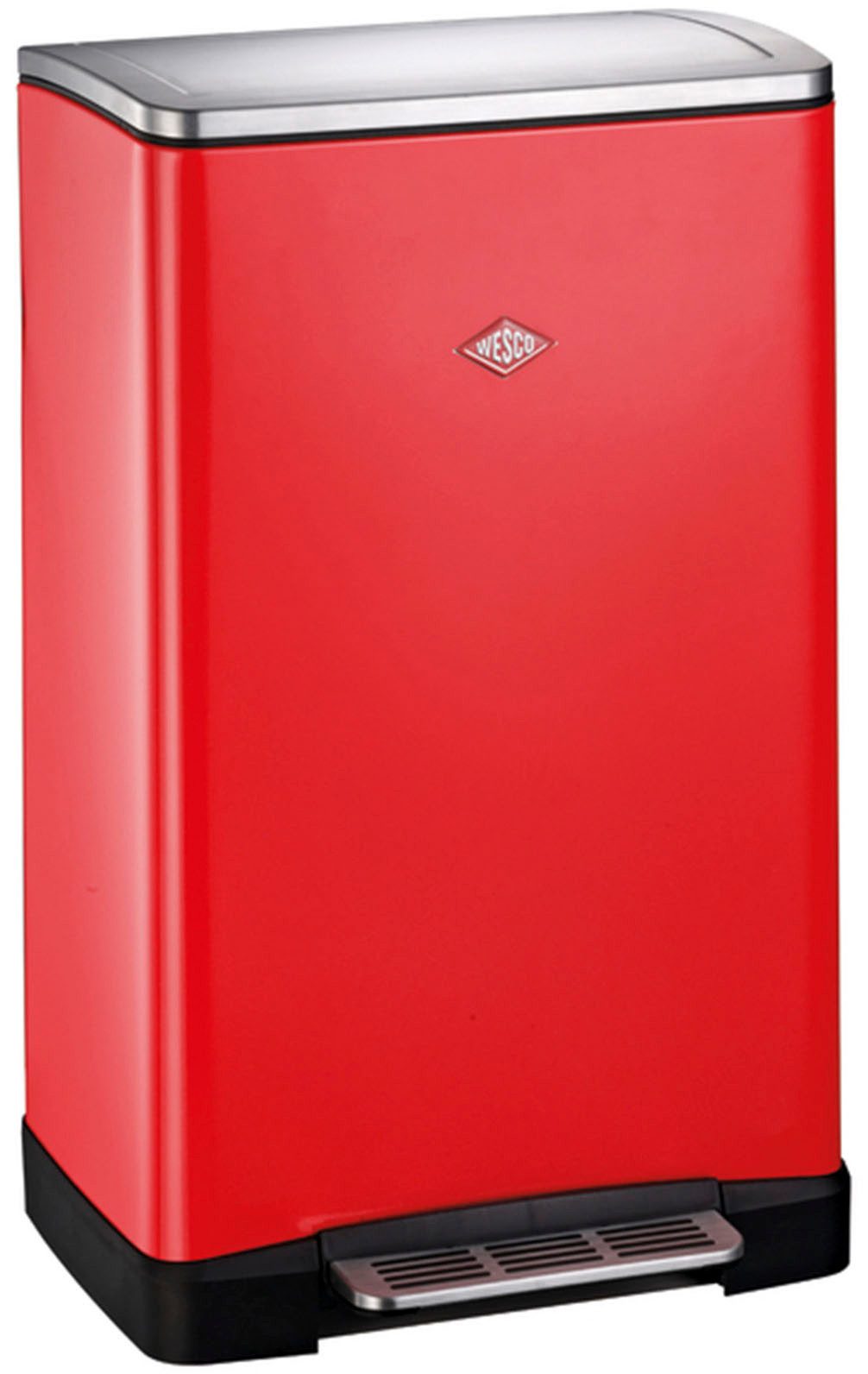 WESCO Mülltrennsystem Big Double Boy Abfallsammler mit Dämpfer, mit Kunststoffeinsatz, Edelstahldeckel mit Arretierung und Fußtritt