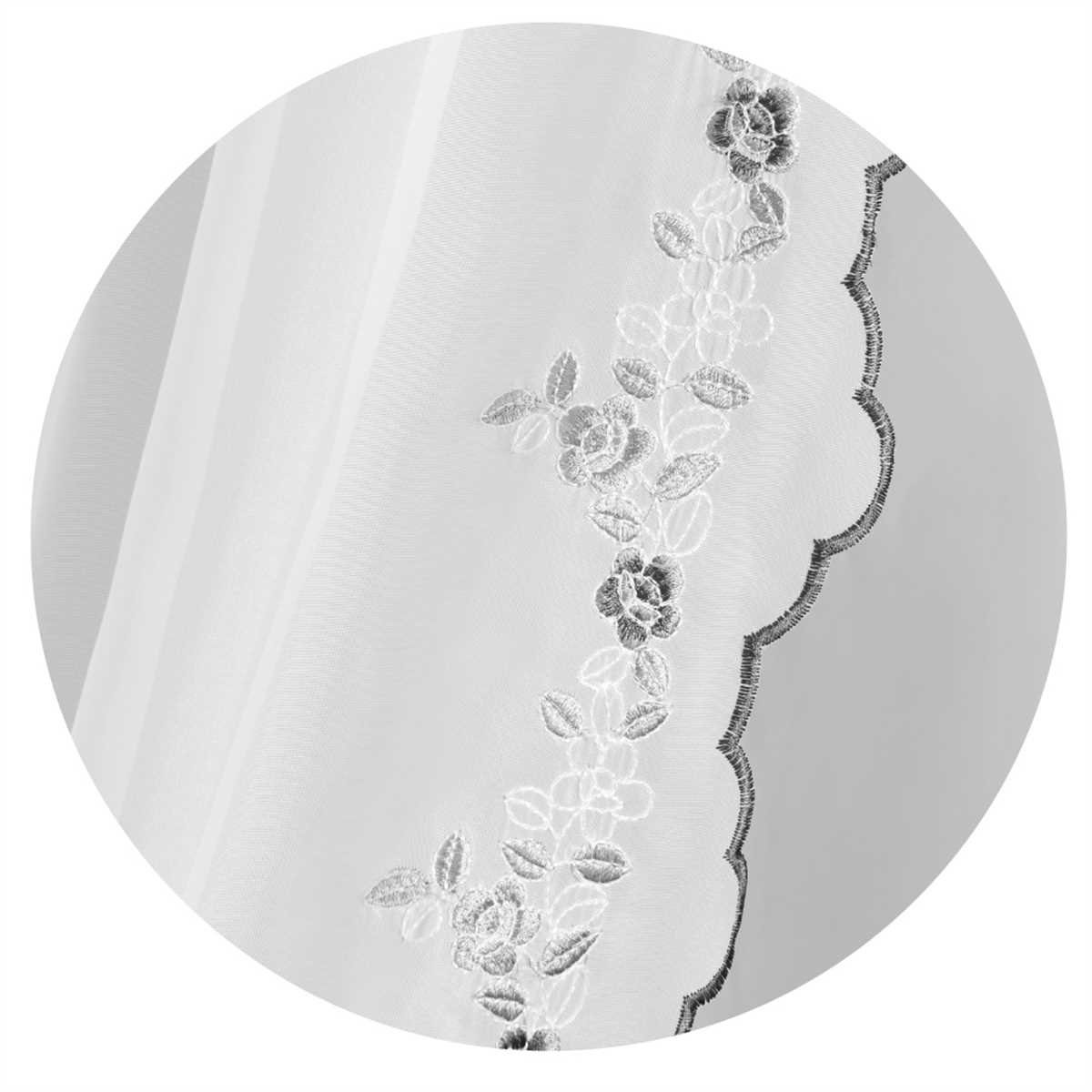 140cm Voile Schwarz transparent, x 120cm Arsvita, (2 Schlaufenschals, Gardinenset Raffhalter) Blumen Vorhang, Stangendurchzug, (BxL), 2