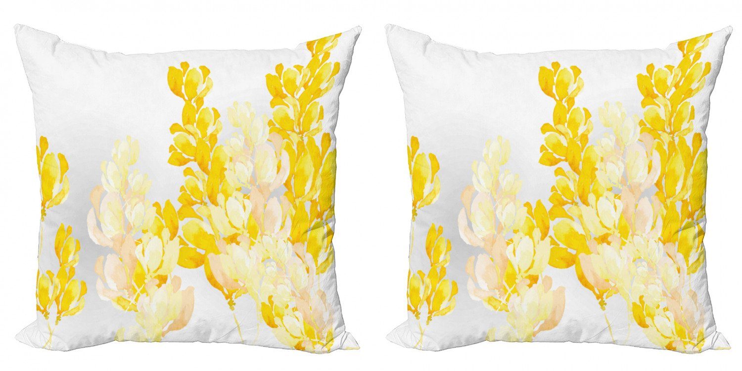 Kissenbezüge Modern Accent Doppelseitiger Stück), Weiß (2 Abakuhaus Digitaldruck, und Flowers Wild Gelb