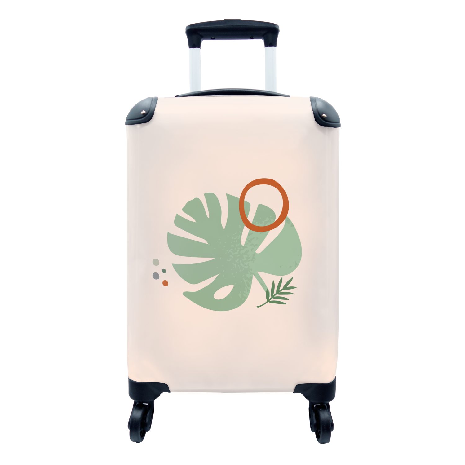 MuchoWow Handgepäckkoffer Blatt - Pflanzen - Pastell, 4 Rollen, Reisetasche mit rollen, Handgepäck für Ferien, Trolley, Reisekoffer