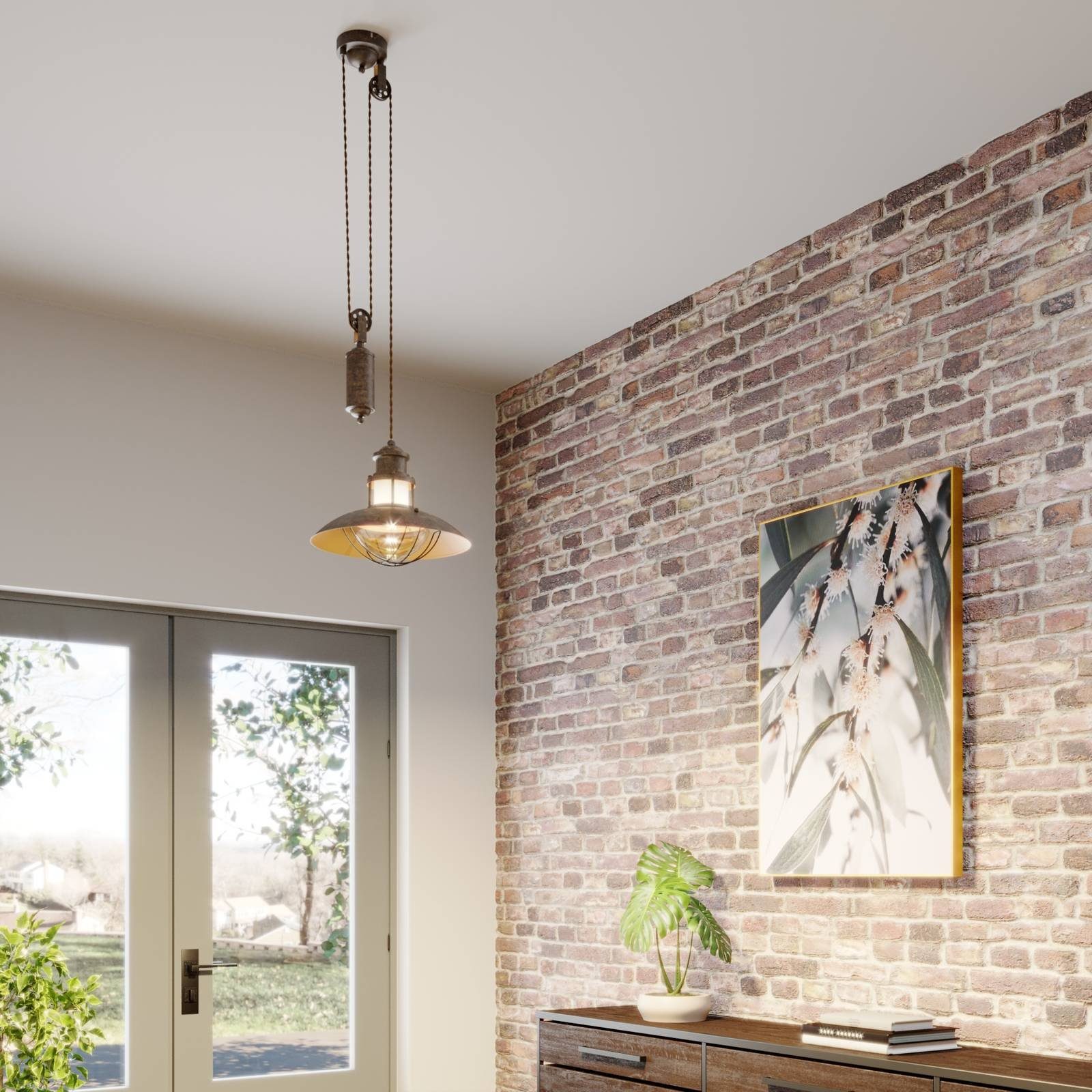 Lindby Hängeleuchte Louisanne, Metall, Braun IP20, 1 x 15 W LED