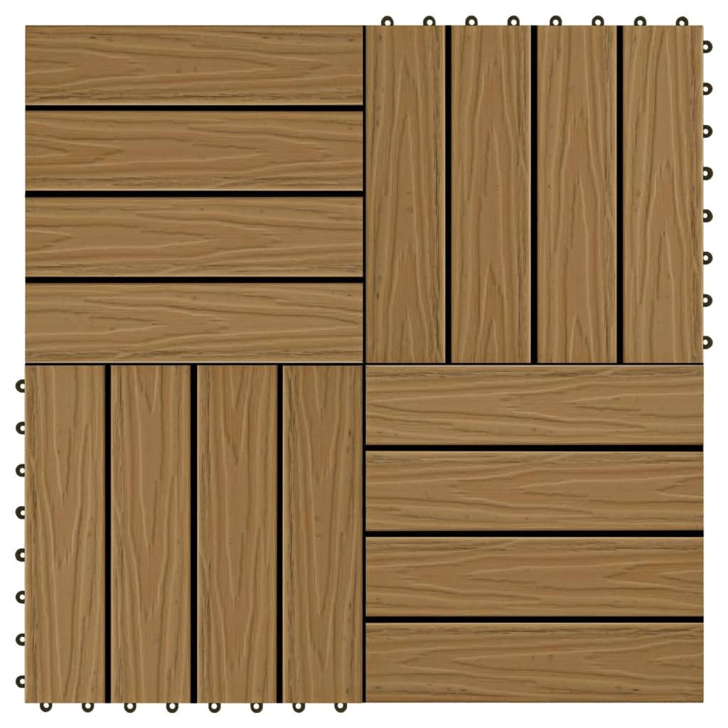 vidaXL Teppichboden Terrassenfliesen 11Stk. Tief Geprägt WPC 30x30cm 1 qm farbe