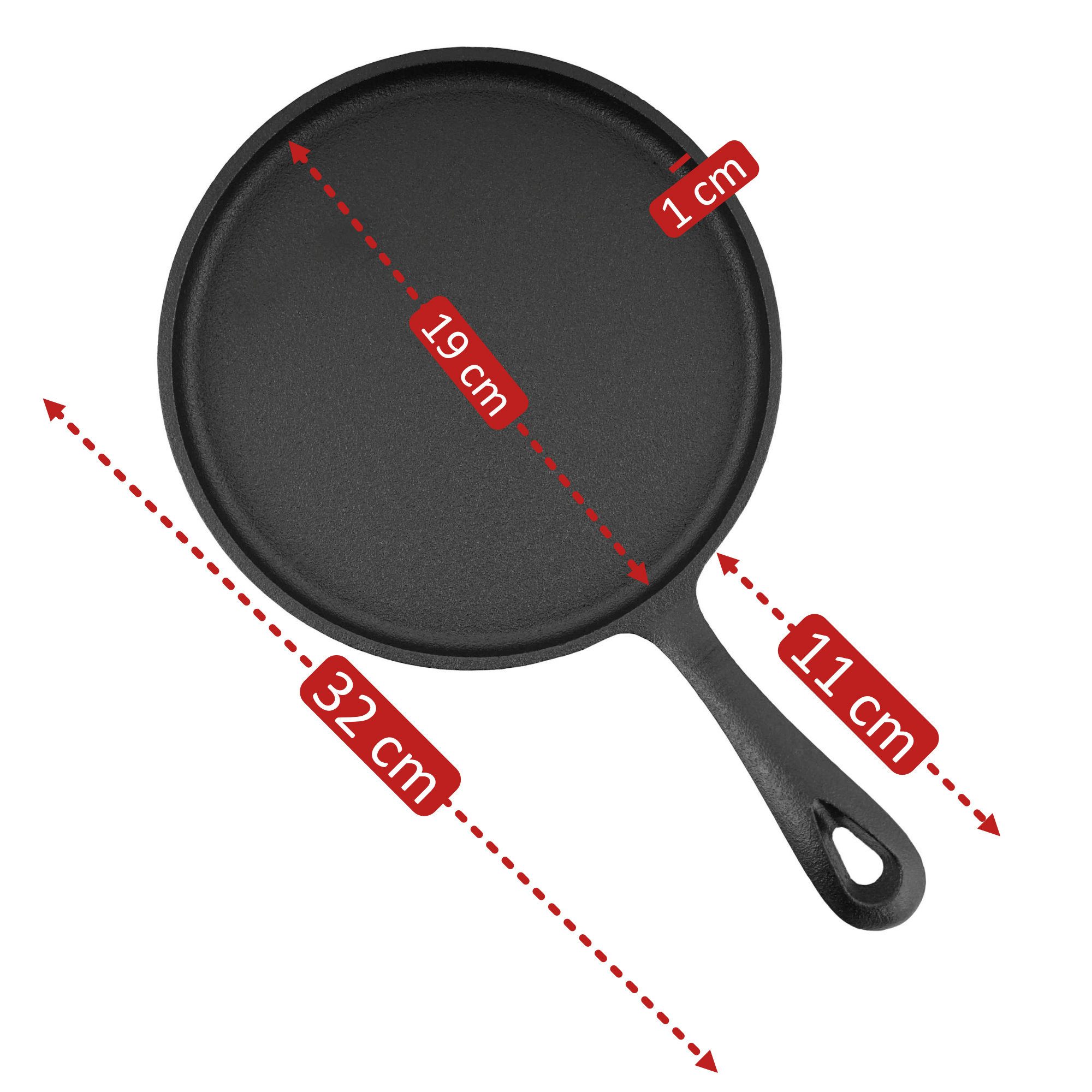 BBQ-Toro Crêpepfanne Gusseisen Pancakepfanne, Ø 19 cm, Gusseisen Grillpfanne, Gusseisen