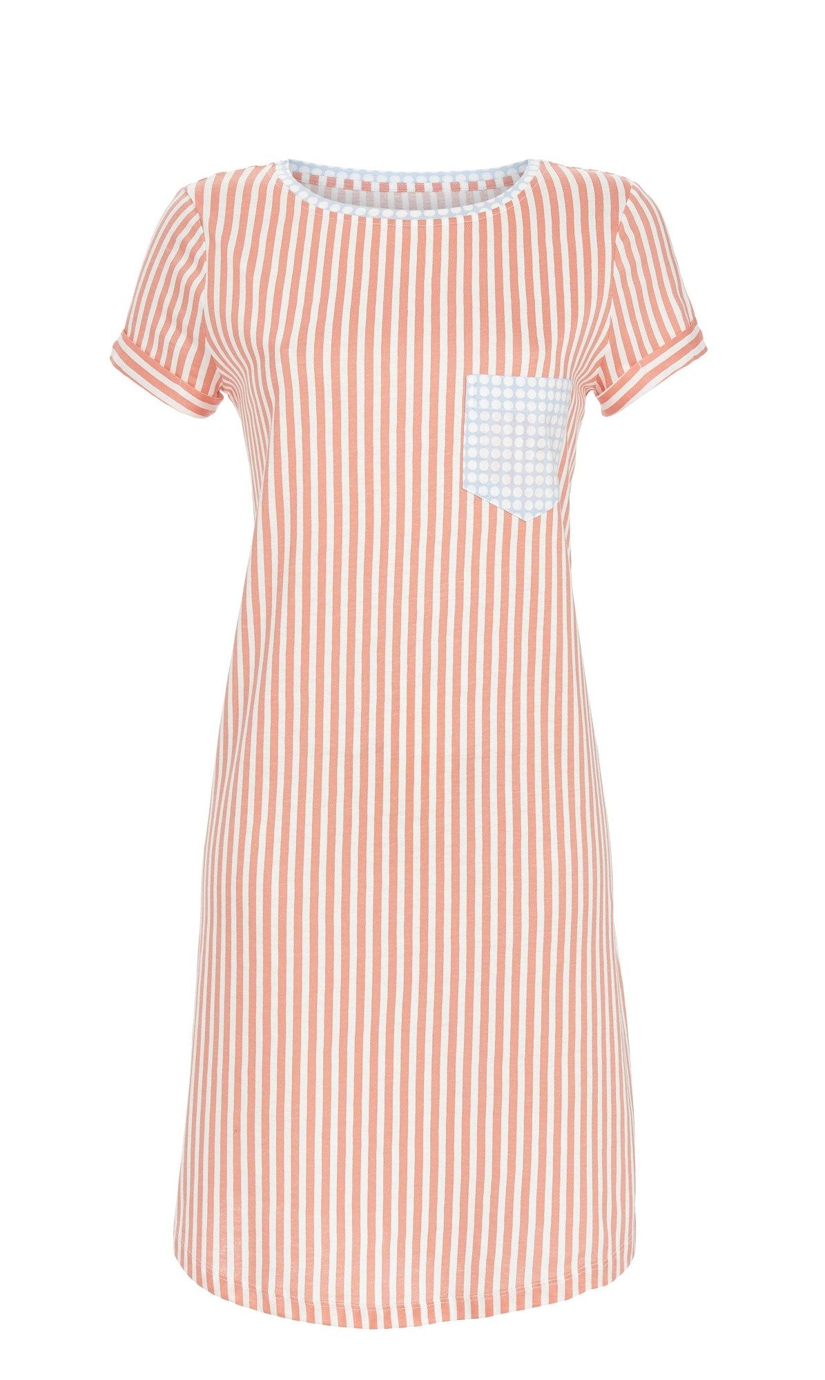 Ringella Nachthemd - gestreiftes Bigshirt mit Brusttasche im Pünktchenprint 50% Baumwolle 50% Modal