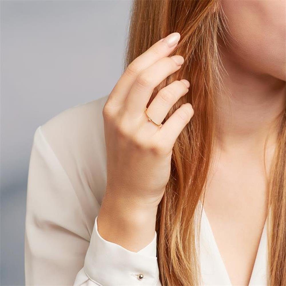 Unique Diamantring Unique Damenring aus 585er Gold mit Weißtopas (Größe: 52mm)