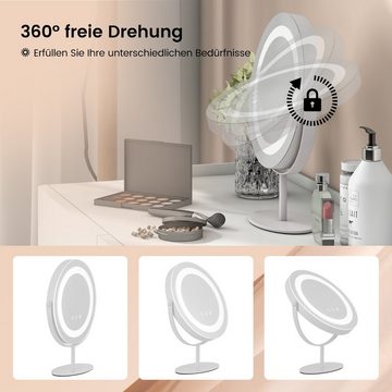 COSTWAY Schminkspiegel, mit Touchschalter, 360° schwenkbar, dimmbar