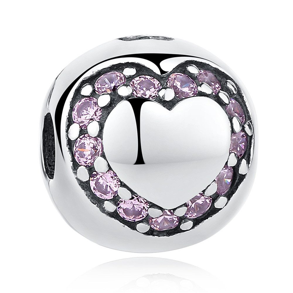 PANDACHARMS Bead Funkelndes Herz Clip Charm für Charm Armband, 925er Silber, Zirkonia