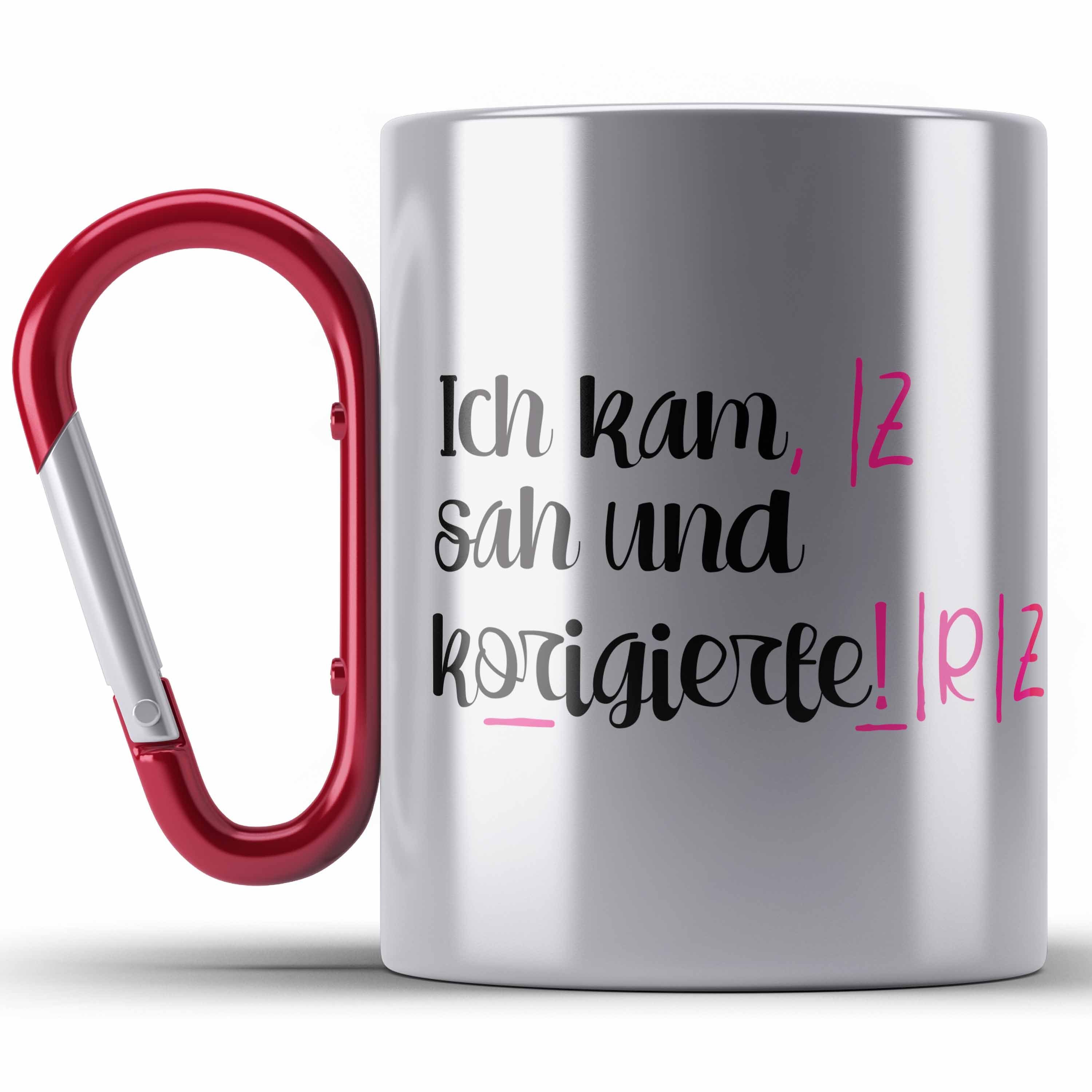 Trendation Thermotasse Lehrerin Geschenk Edelstahl Tasse Spruch Grundschule Geschke Lustig fü Rot