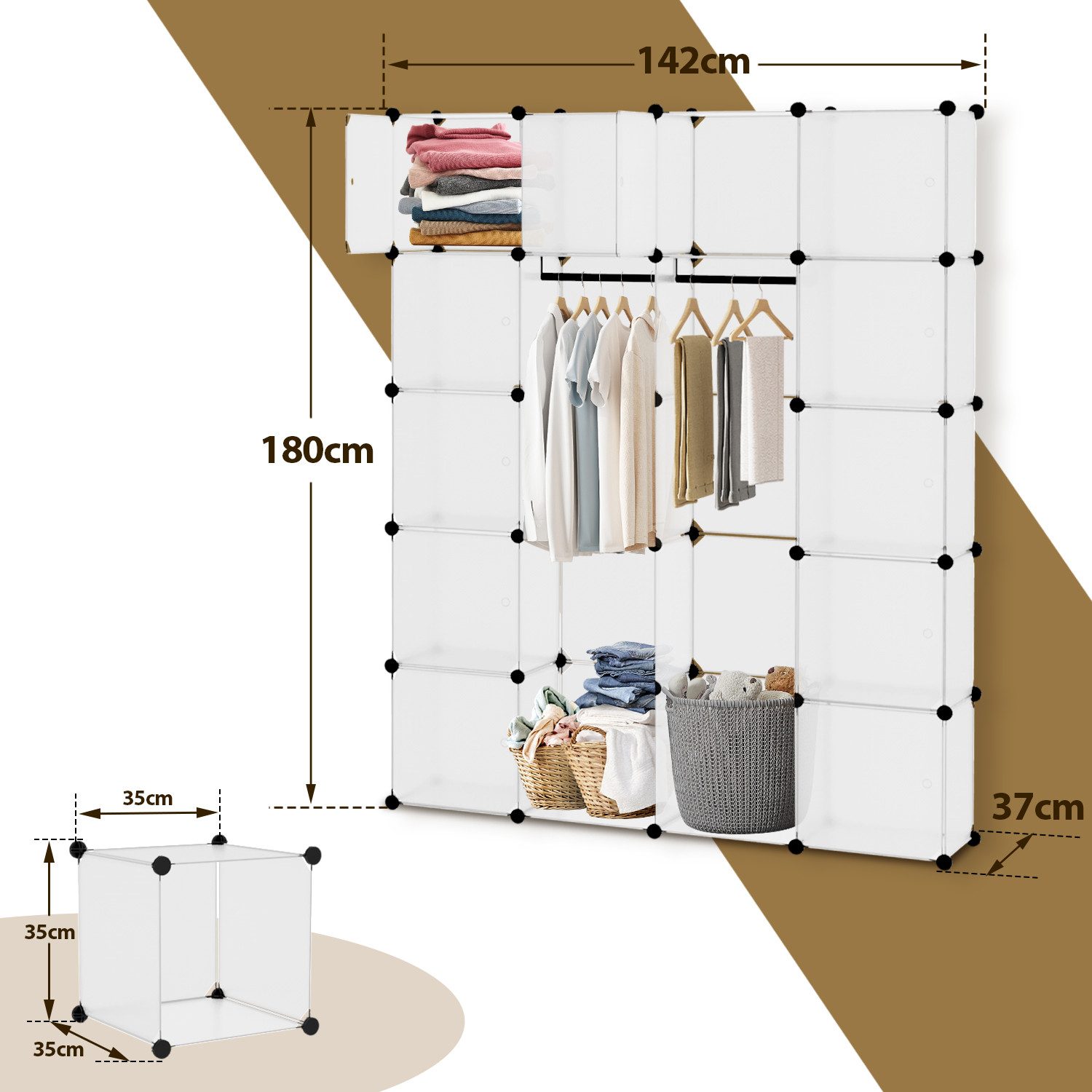 Clanmacy Kleiderschrank Kleiderschrank DIY Regalsystem Steckregal günstig online kaufen