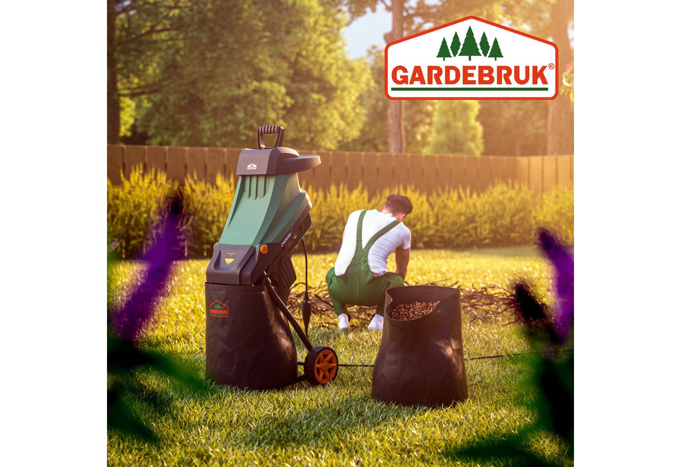 Thumbnail - Gardebruk Messerhäcksler, 3100 W max 45 mm Aststärke Elektrisch 2x 50 L Beutel Gartenhäcksler