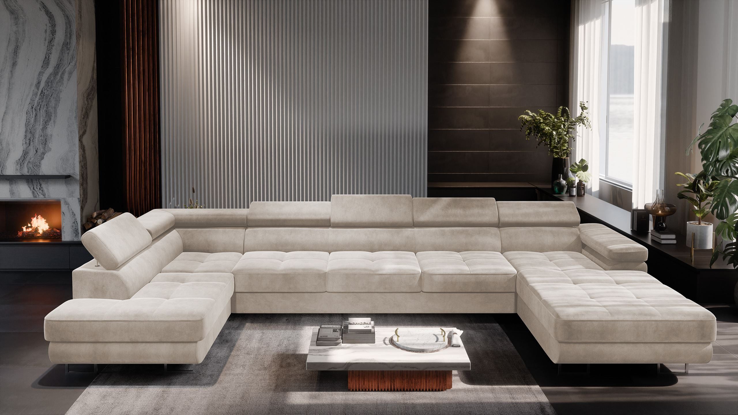 Muffo Ecksofa WILD MAXI U, elegante Metallbeine, verstellbare Kopfstützen, günstig online kaufen