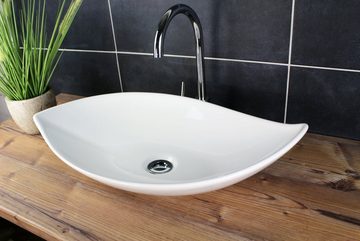 Arnusa Aufsatzwaschbecken modernes Design Waschbecken Keramik (Waschbecken), 66,5 x 40 cm länglich Weiß