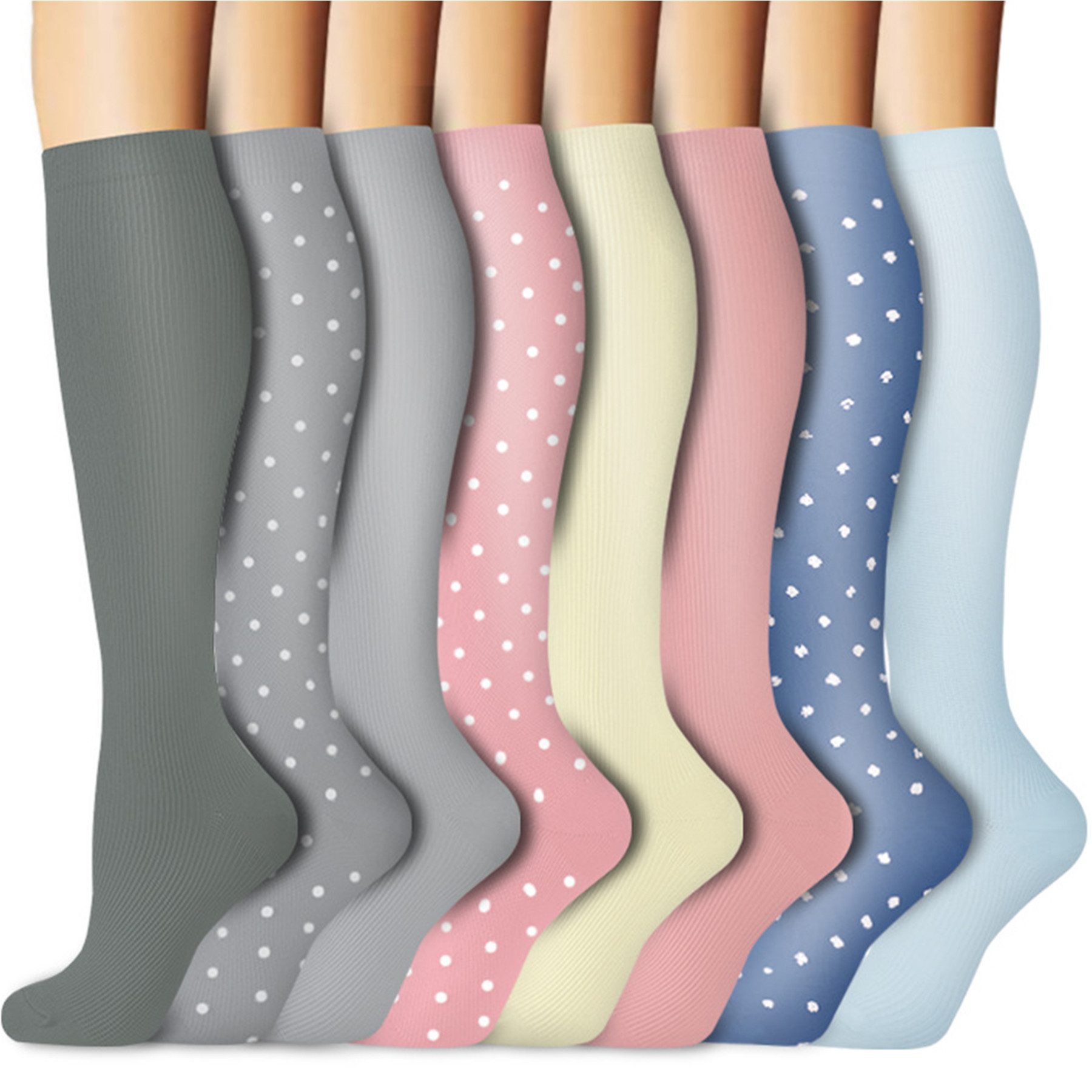 Mutig Stützkniestrümpfe 8 Paar Kompressionsstrümpfe Damen und Herren, Kompressionssocken (20-30mmHg Stützstrümpfe Sport Kompressionssocken mit Elastisch, Stützstrümpfe Compression Socks Laufstrümpfe Kompression) Compression Socks für Sport, Laufen, Flug, Reisen,Fahrrad Radsport