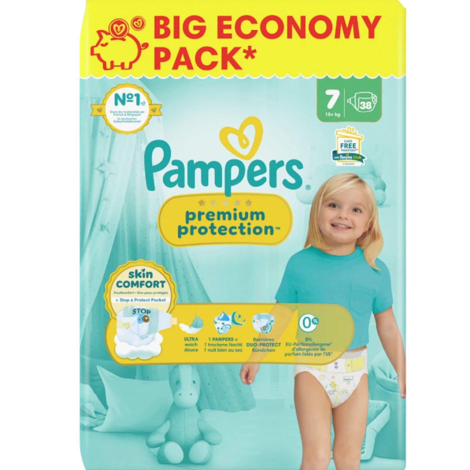 Pampers Подгузники Подгузники Premium Protection Gr. 7 XL (15+ kg) Big Pack, 38 St