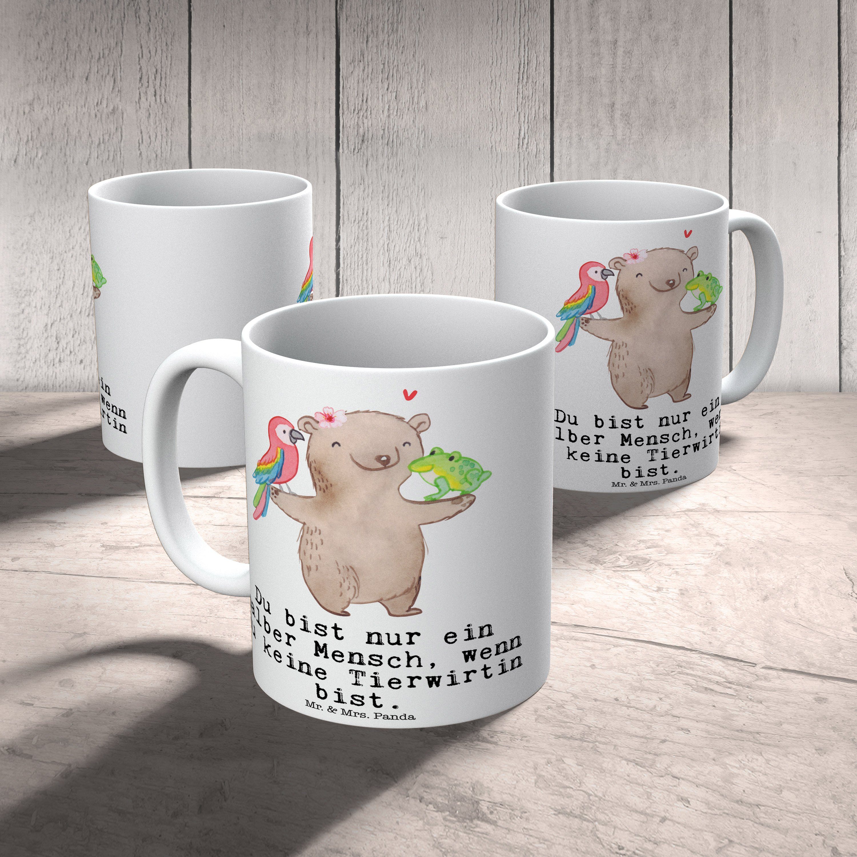 Bauernhof, Tasse Panda mit Weiß Mrs. Mr. & Keramik Tierwirtin Herz Kaffeebec, - - Geschenk, Jubiläum,