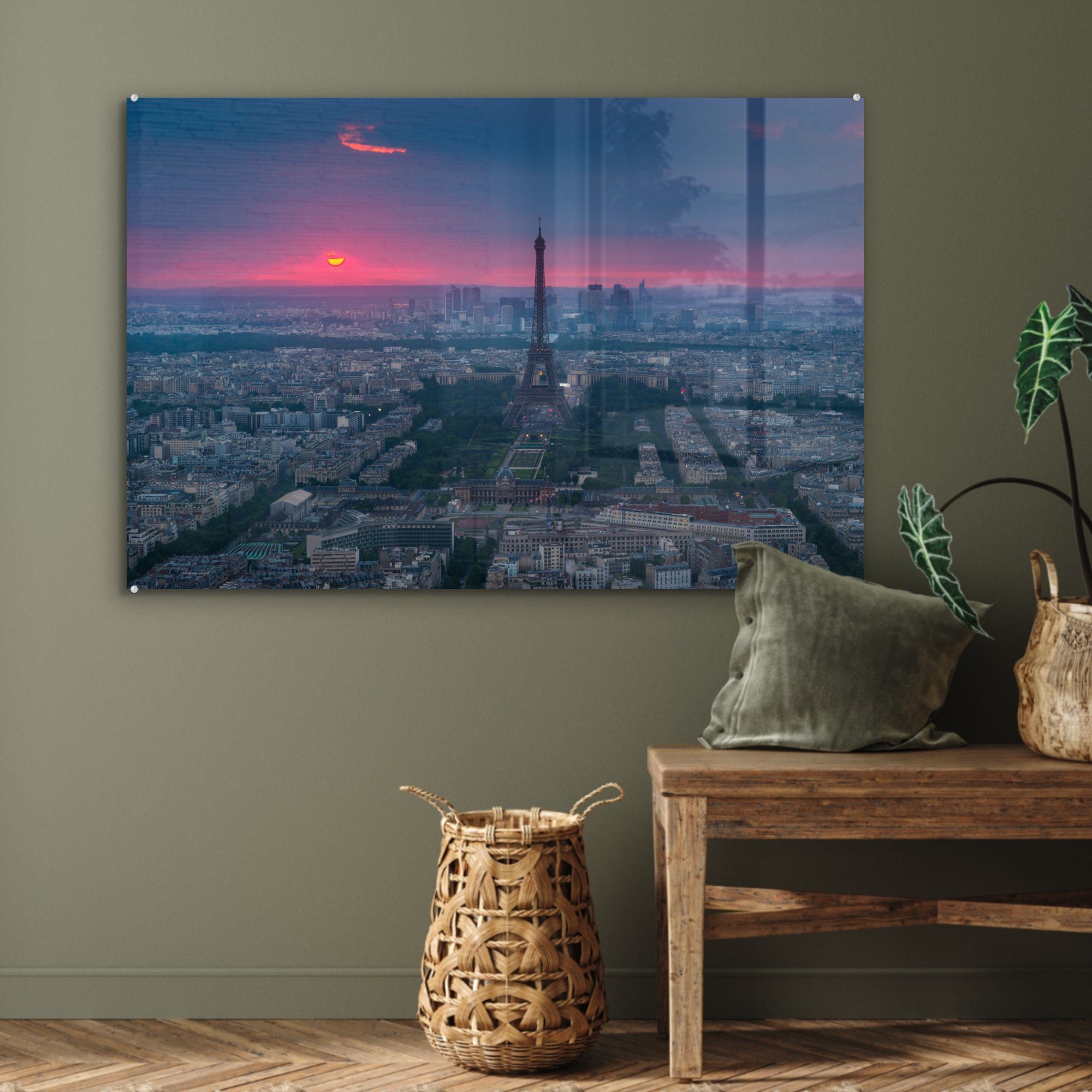 (1 Wohnzimmer & Acrylglasbild Dunkelheit, Schlafzimmer MuchoWow - St), Paris Acrylglasbilder Himmel -