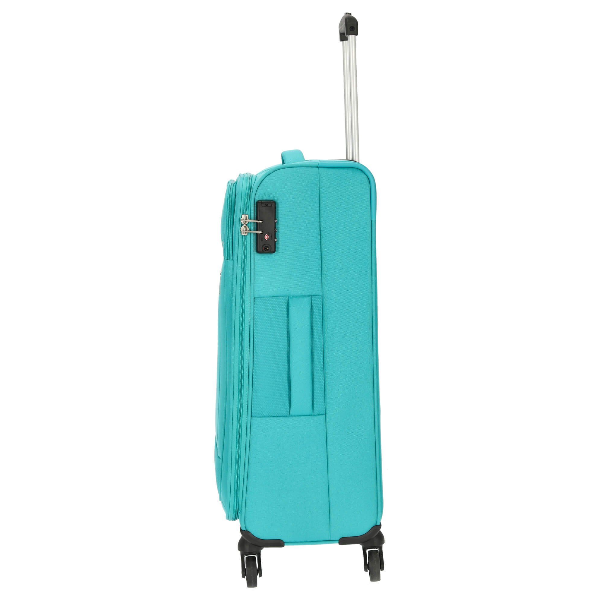 Wave 4-Rollen-Trolley Heat 4 cm, Tourister® Rollen 68 aqua M blue - Trolley American